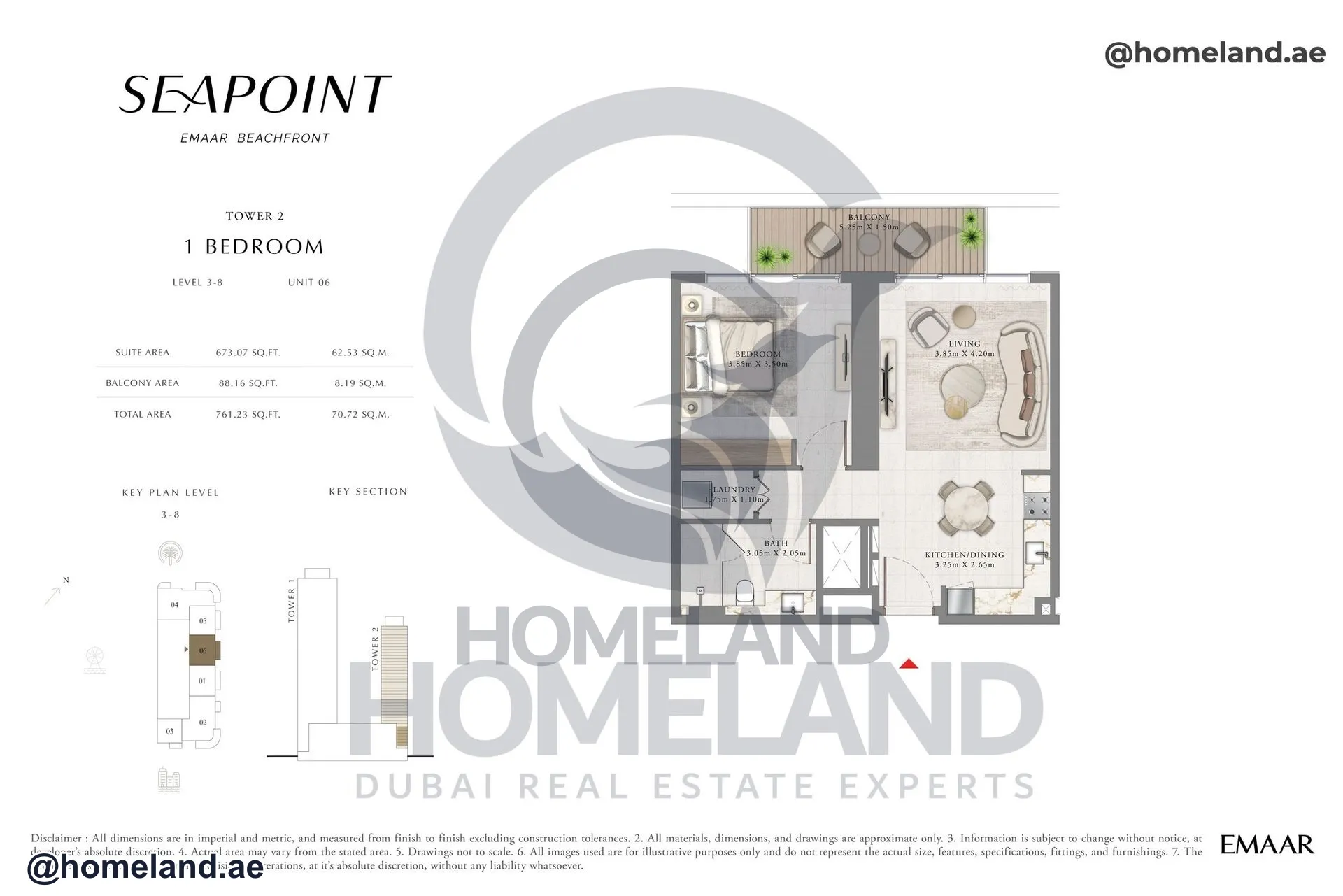 Seapoint Tower 2, 1 BR, Level 3-8, Unit 06, 761 SQFT