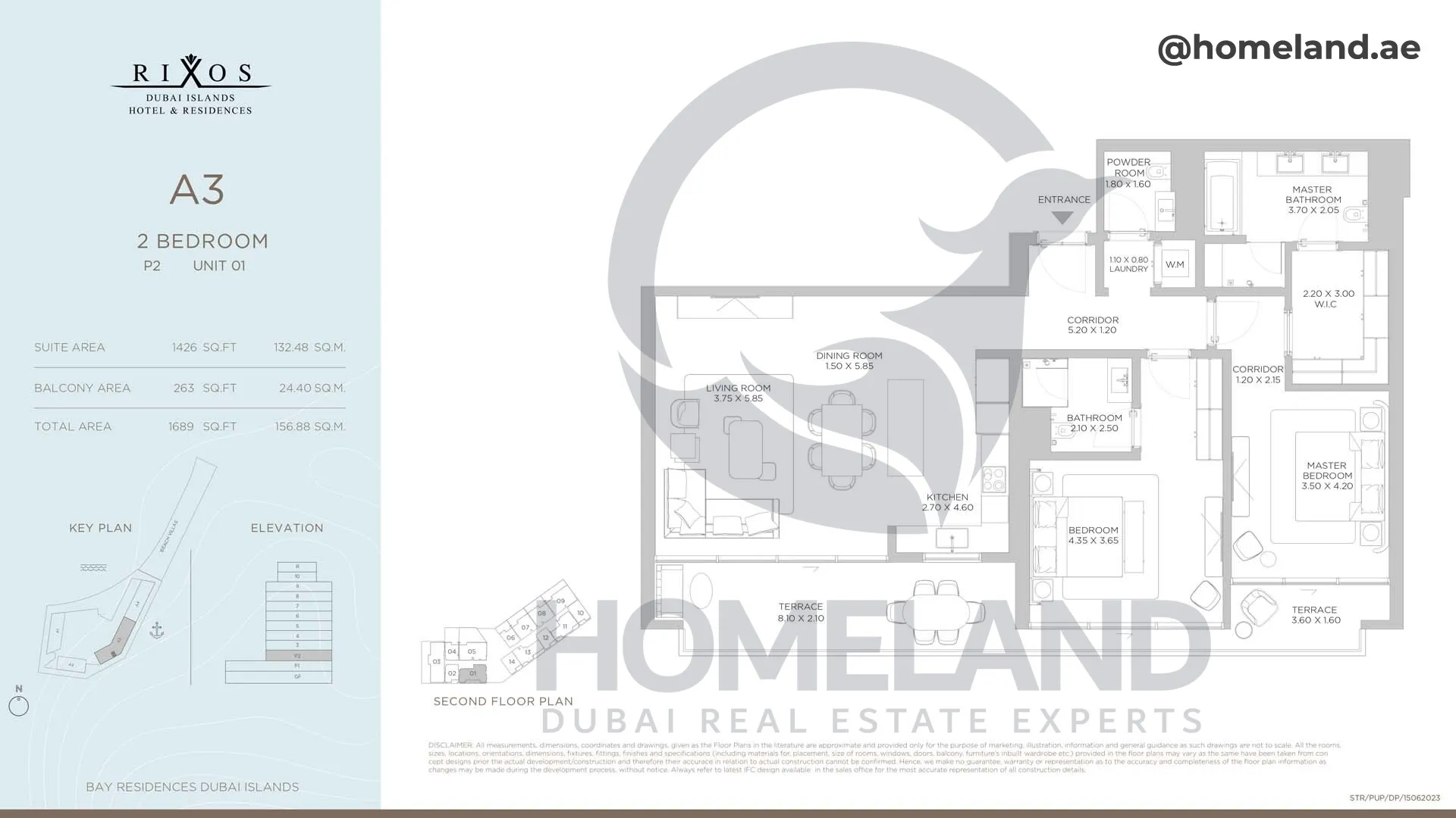 Rixos, A3, 2 BR, P2, Unit 01, 1689 SQFT