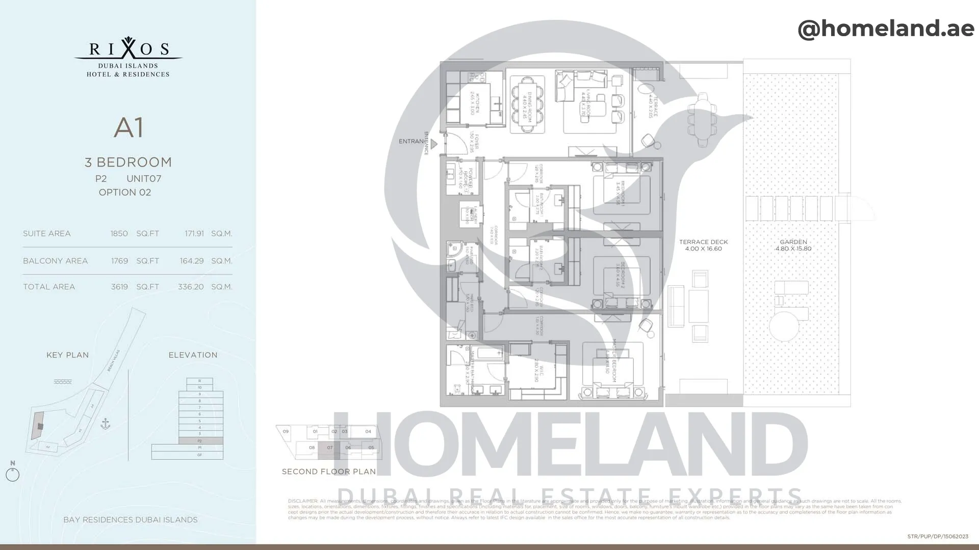 Rixos, A1, 3 BR, P2, Unit 07 Option 2, 3619 SQFT