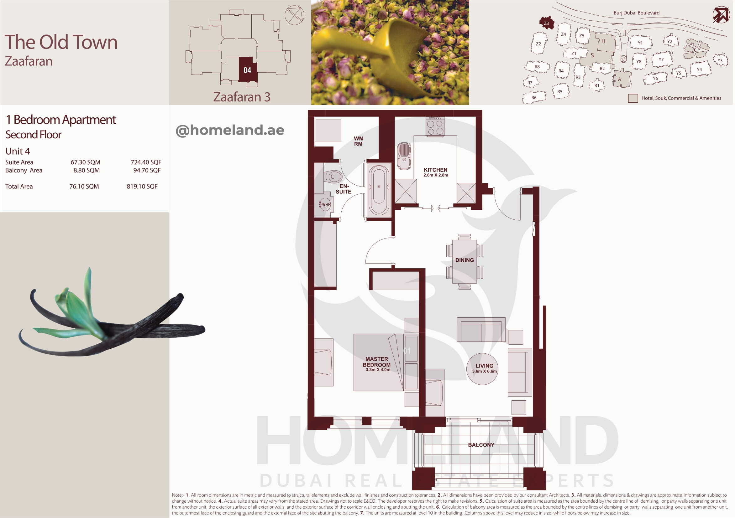 The Old Town Zaafaran 3, Second Floor, 1 BR, Unit 4, 819 SQFT