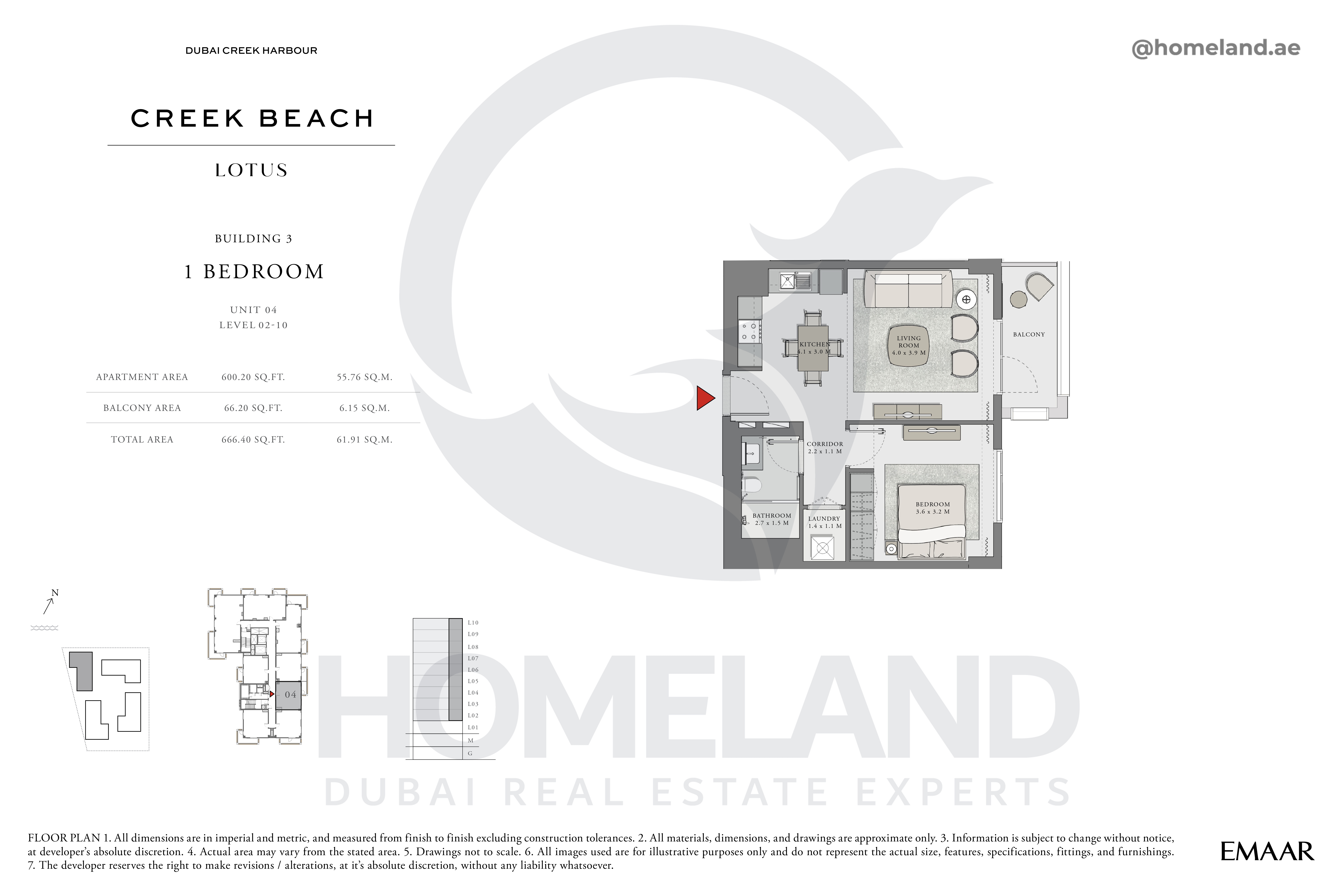 Lotus, 1 BR, Unit 04, Level 2-10, 666 SQFT