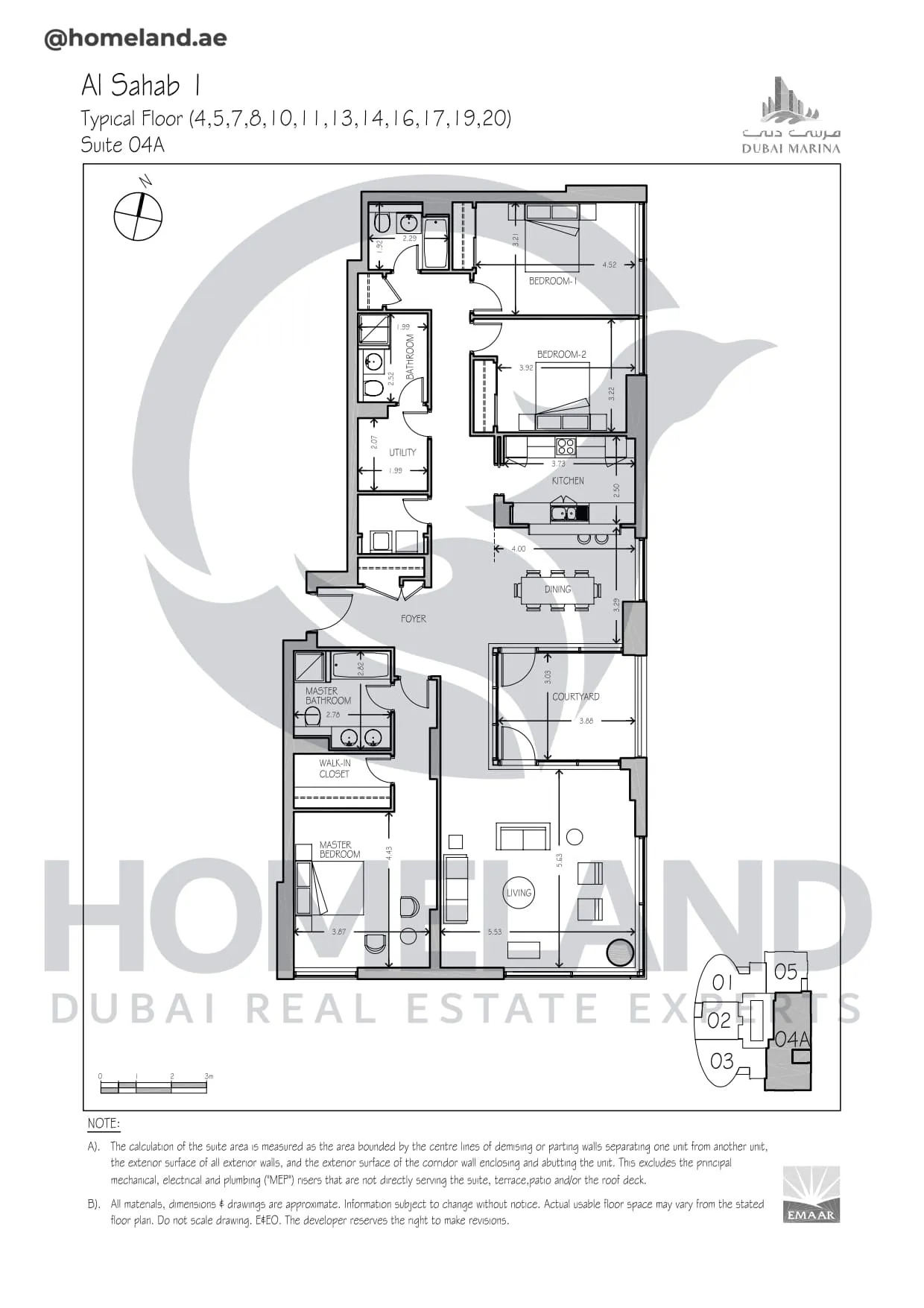 Al Sahab 1, Typical Floor (4-5-7-8-10-11-13-14-16-17-19-20), Suite 04A