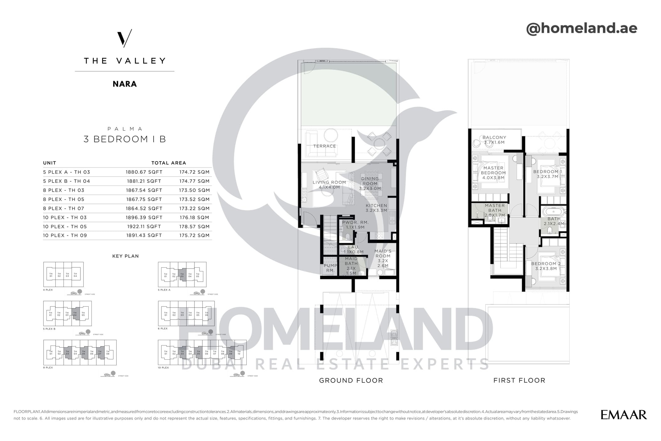 The Valley, Nara, Palma, 3 BR, Type B, Unit 5-8-10 Plex - TH 03-0405-07-09. 1922 SQFT