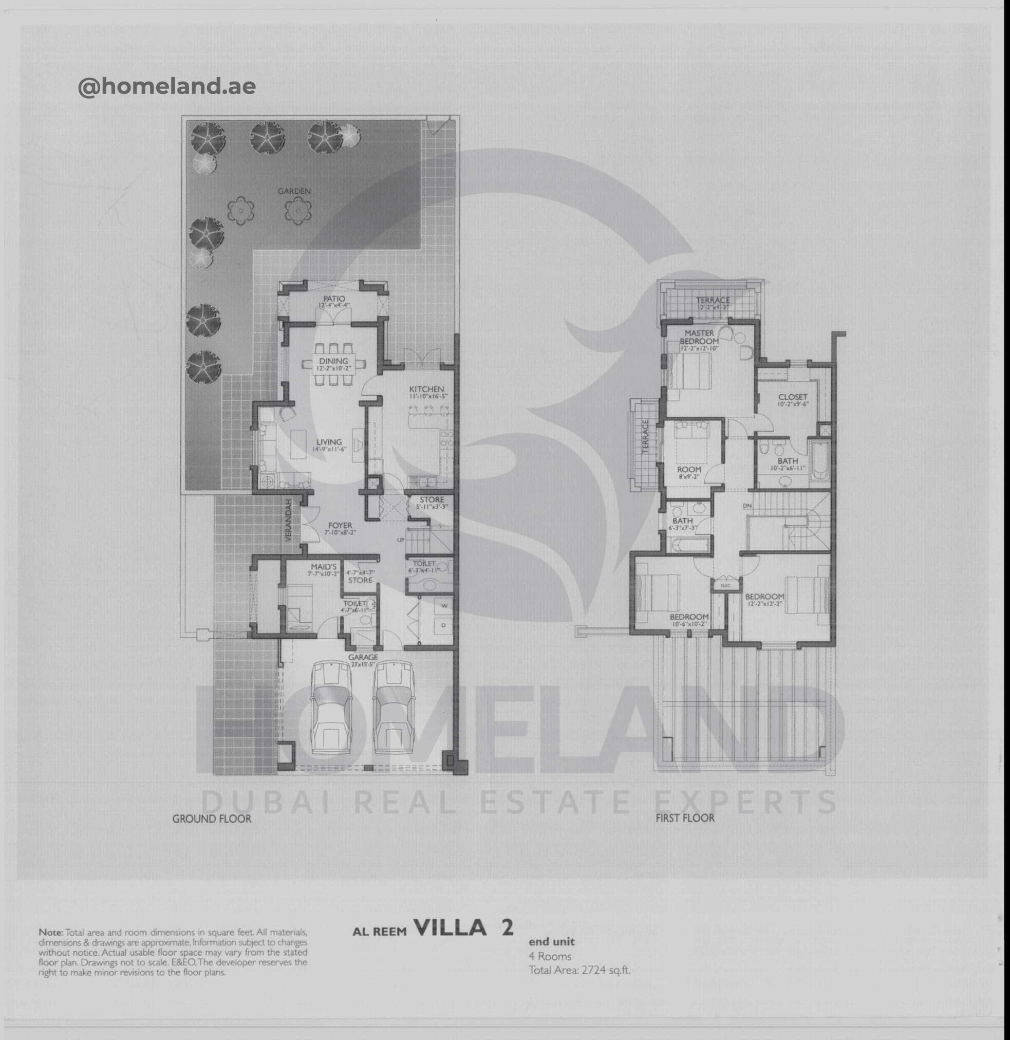 Al Reem 1, Villa 2, End Unit, 4 BR, 2724 SQFT