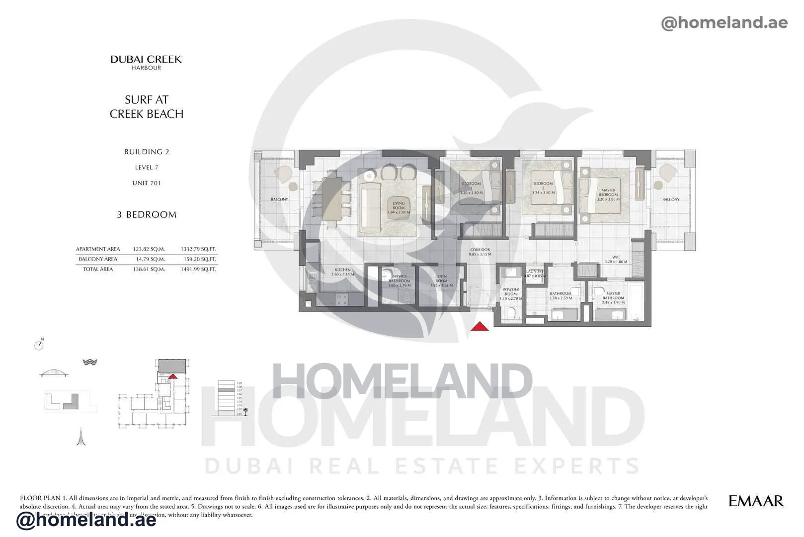 Surf, Building 2, Level 7, Unit 701, 3 BR, 1491 SQFT