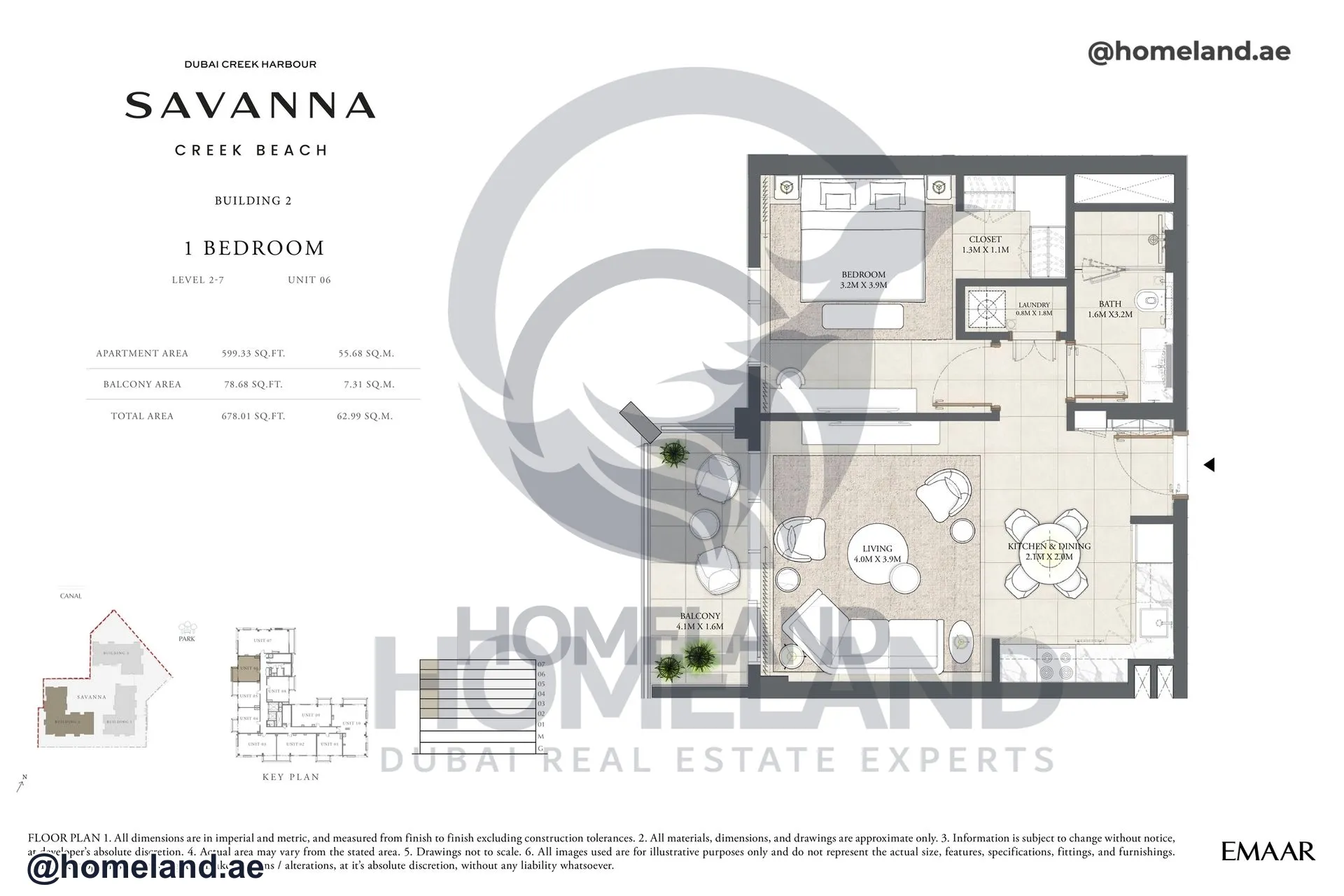 Savanna, Building 2, 1 BR, Level 2-7, Unit 06, 678 SQFT