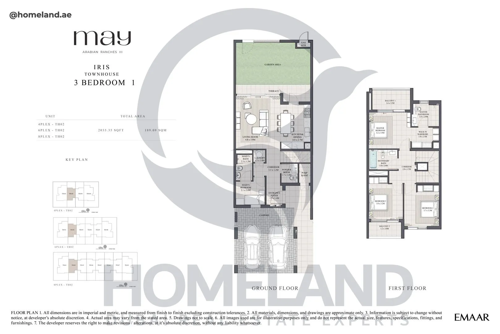May, Iris, Townhouse, 3BR 1, Unit 4PLEX -TH02 - 6PLEX TH02 - 8PLEX TH02, 2035 SQFT