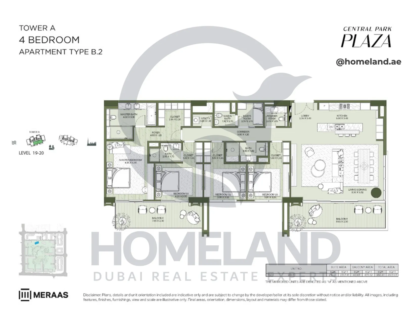 Central Park Plaza, Tower A, 4 BR, Type B.2, Level 19-20, 2803 SQFT