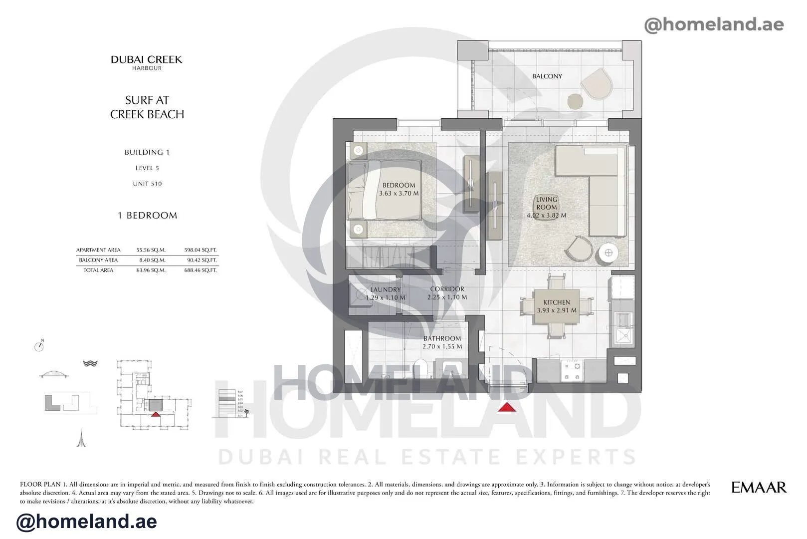 Surf, Building 1, Level 5, Unit 510, 1 BR, 688 SQFT