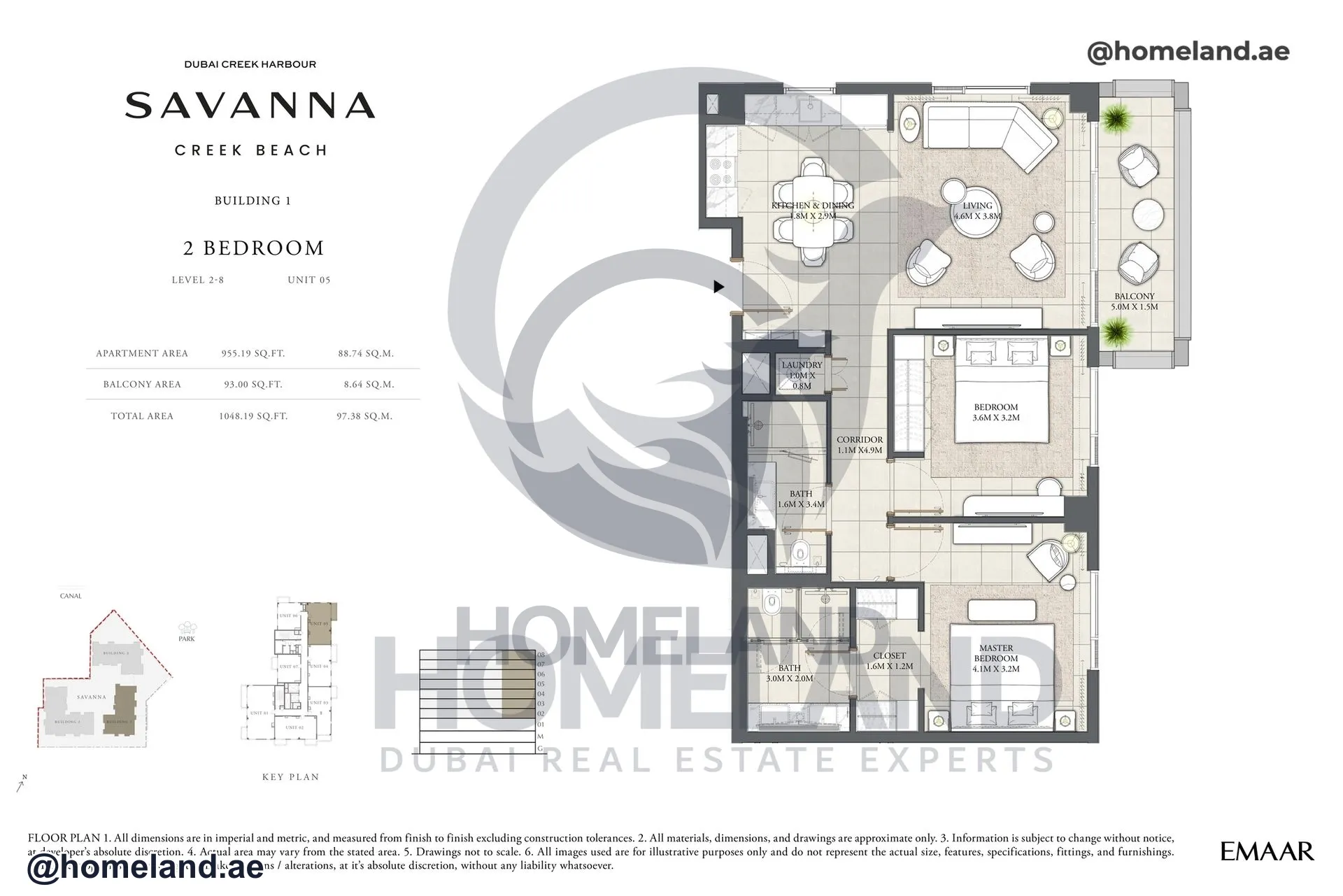 Savanna, Building 1, 2 BR, Level 2-8, Unit 05, 1048 SQFT
