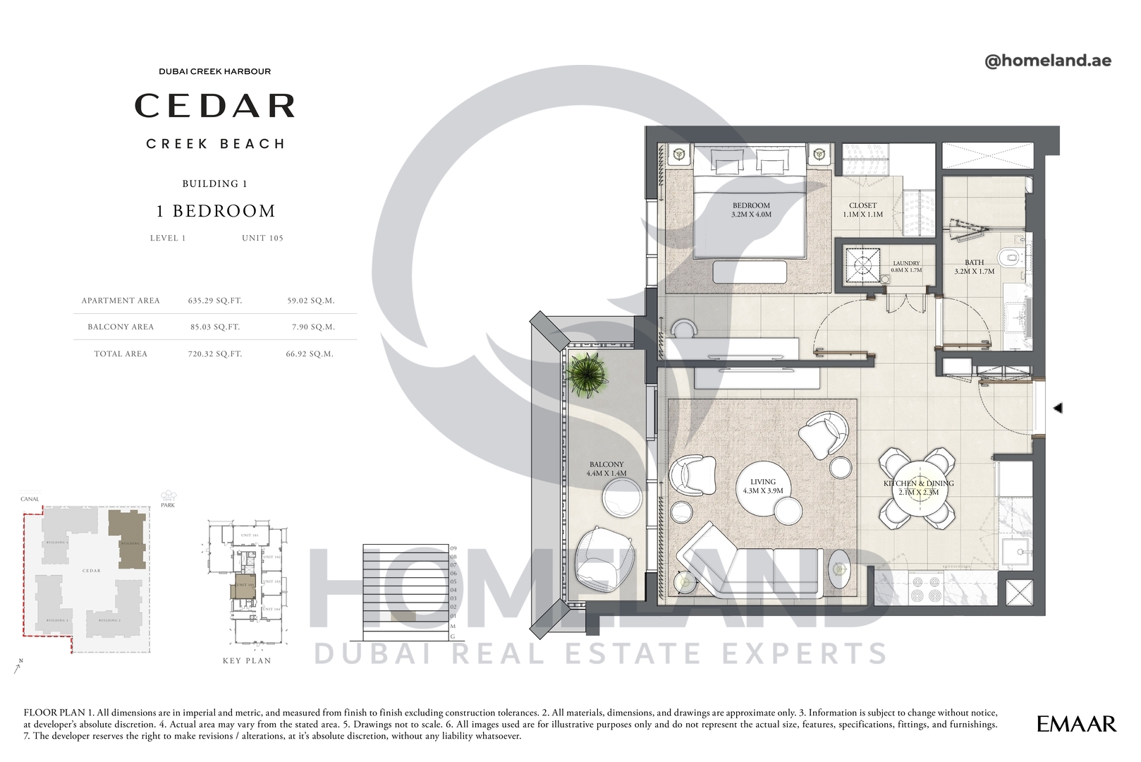 Cedar, Building 1, 1 BR, Level 1, Unit 105, 720 SQFT