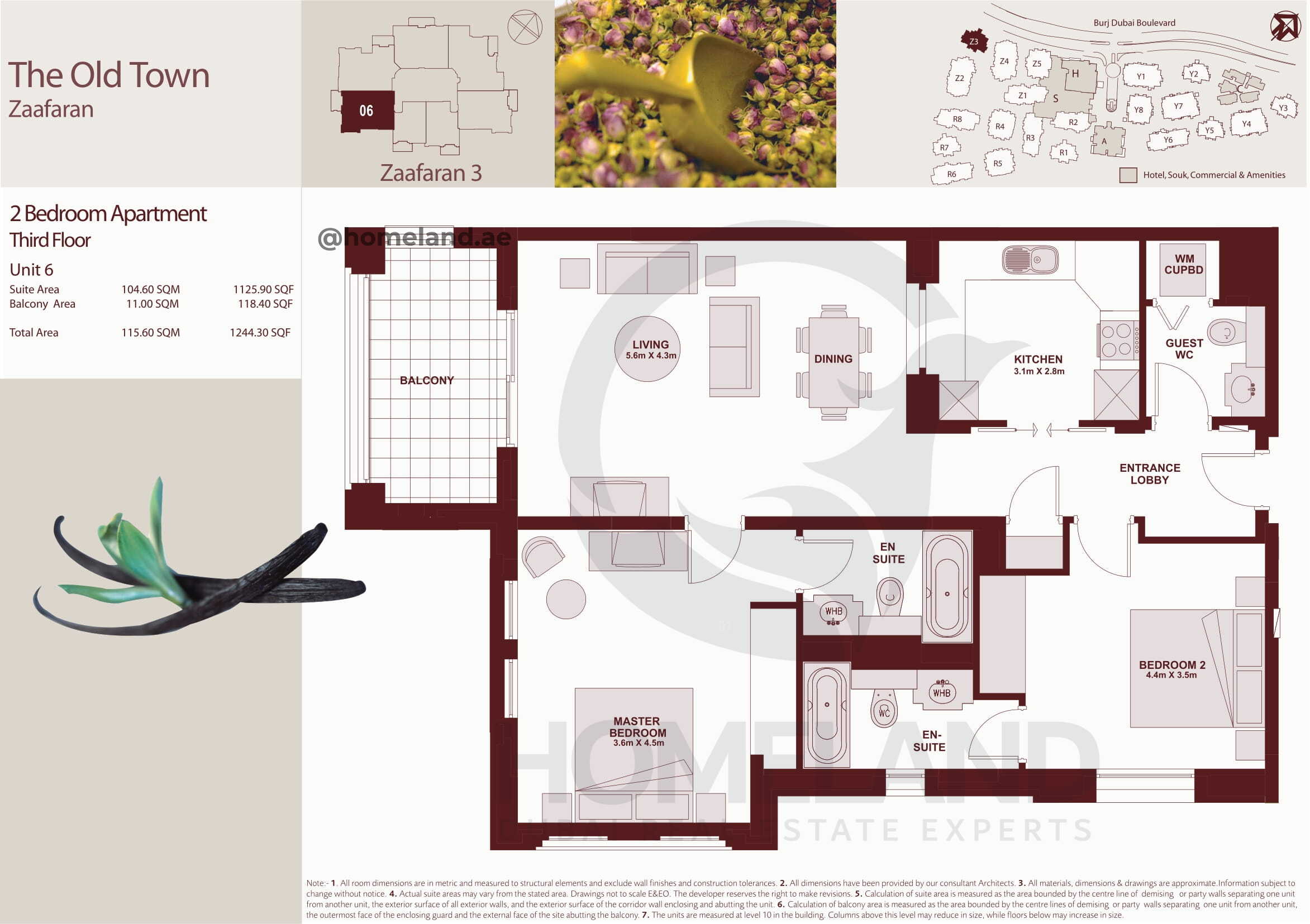 The Old Town Zaafaran 3, Third Floor, 2 BR, Unit 6, 1244 SQFT