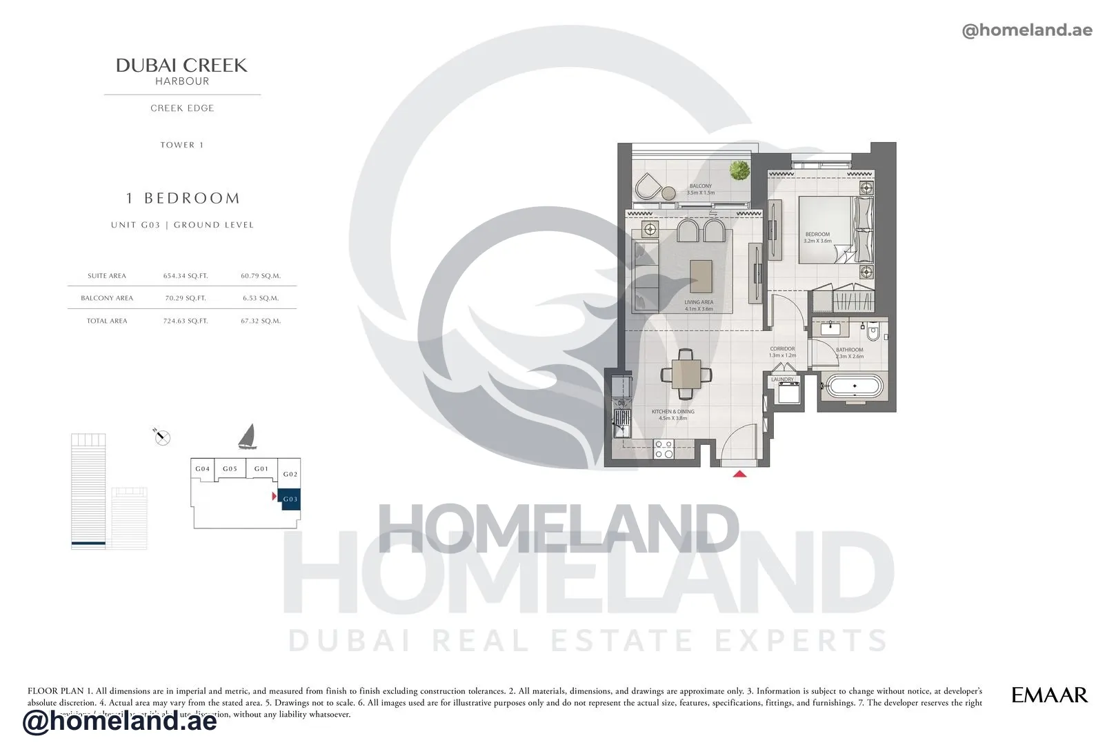 Creek Edge, Tower 1, 1 BR, Unit G03, Ground Level, 724 SQFT