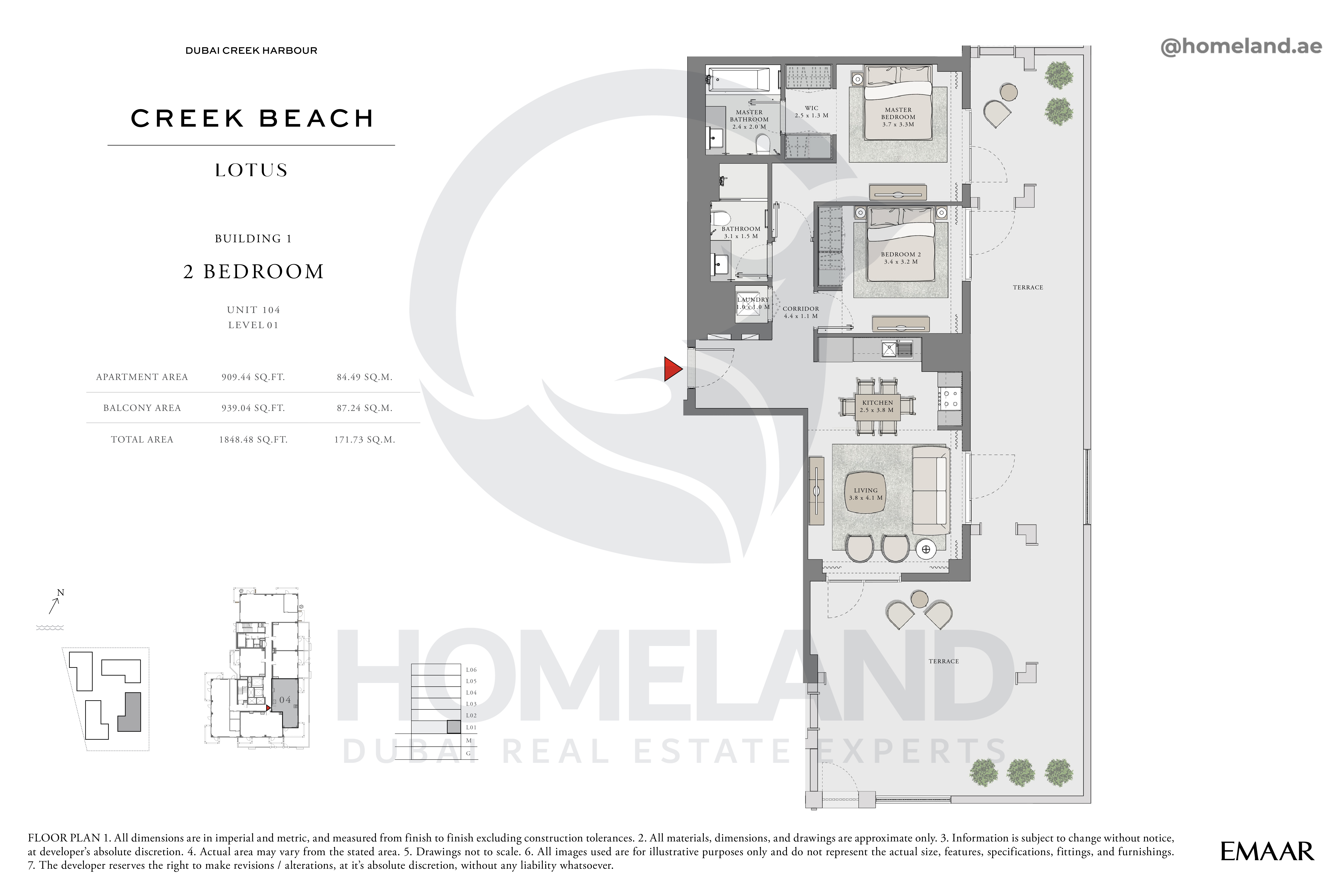 Lotus, 2 BR, Unit 104, Level 1, 1848 SQFT