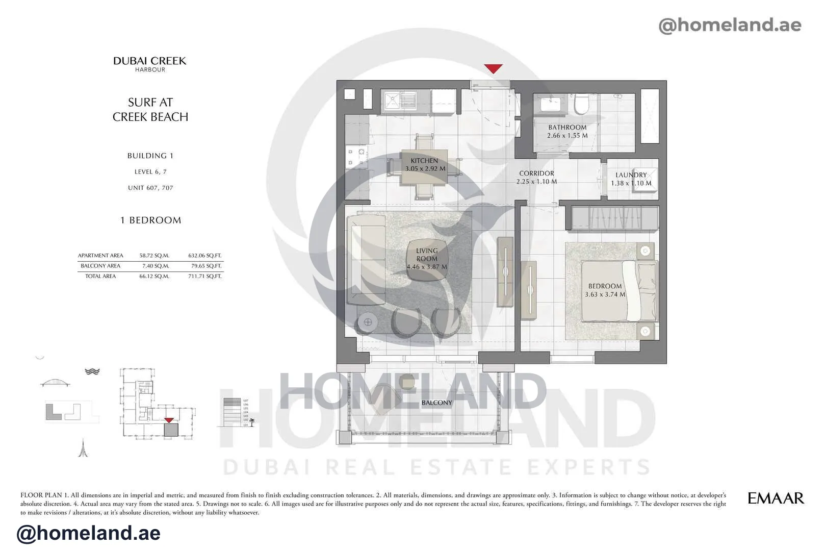 Surf, Building 1, Level 6-7, Unit 607-707, 1 BR, 711 SQFT
