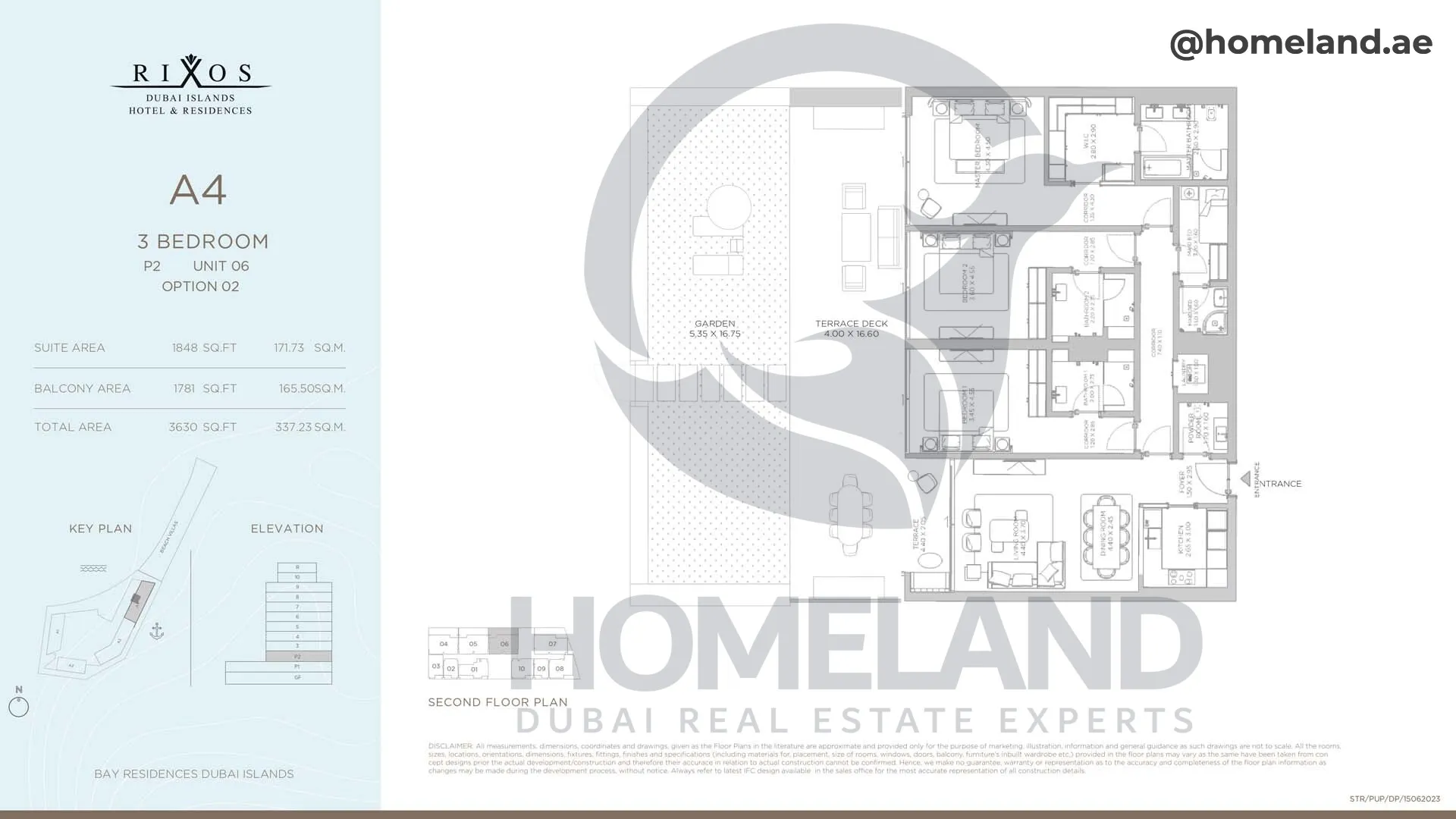 Rixos, A4, 3 BR, P2, Unit 06 Option 1, 3630. SQFT
