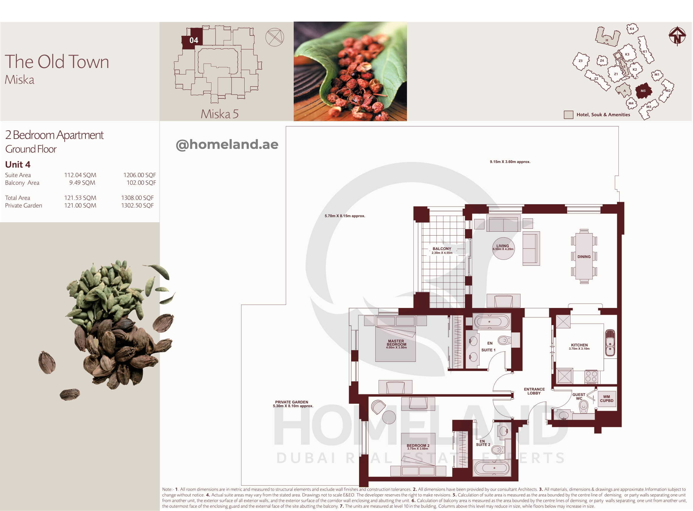 The Old Town Miska 5, Ground Floor, 2 BR, Unit 4, 1308+Garden SQFT