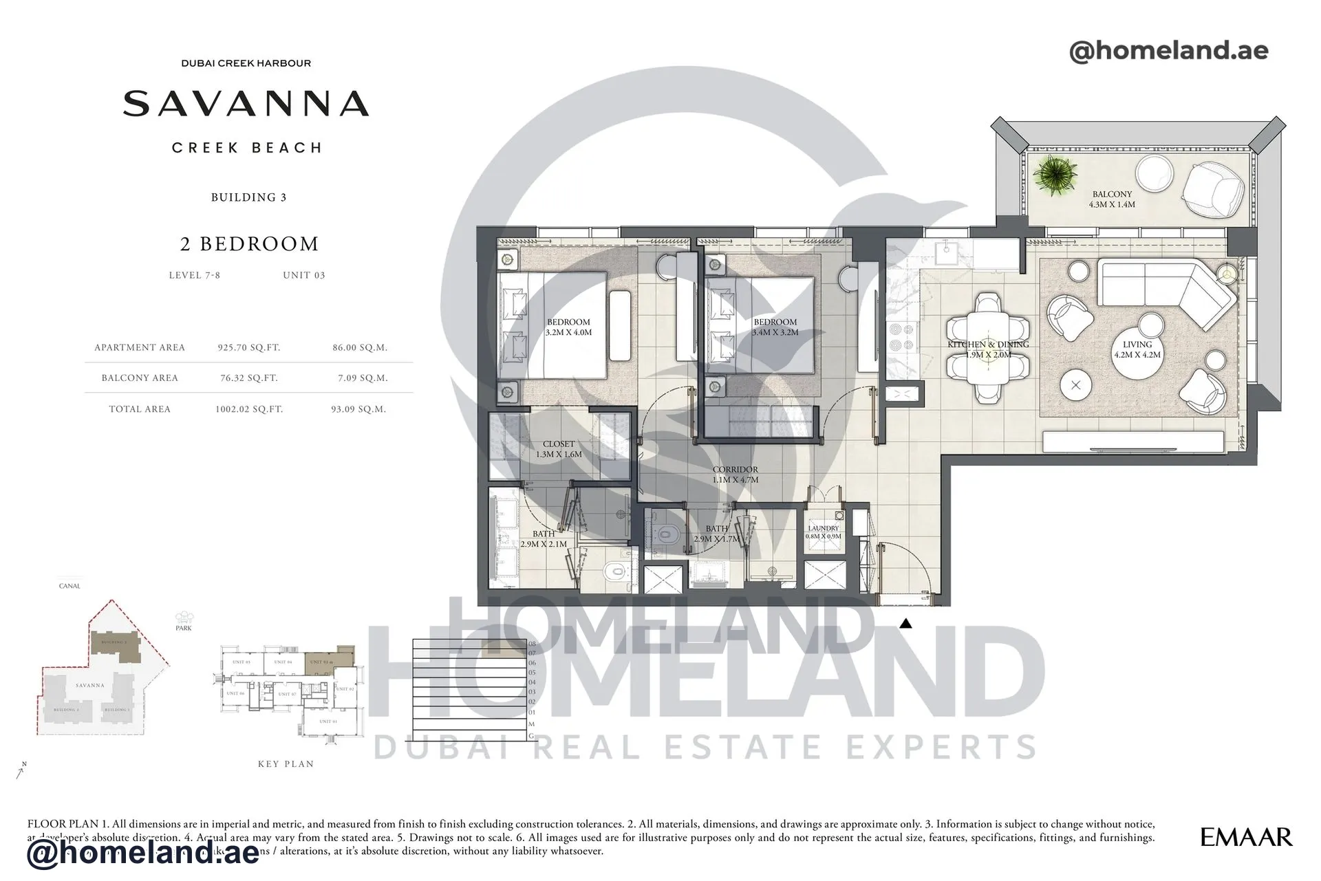 Savanna, Building 3, 2 BR, Level 7-8, Unit 02, 1010 SQFT