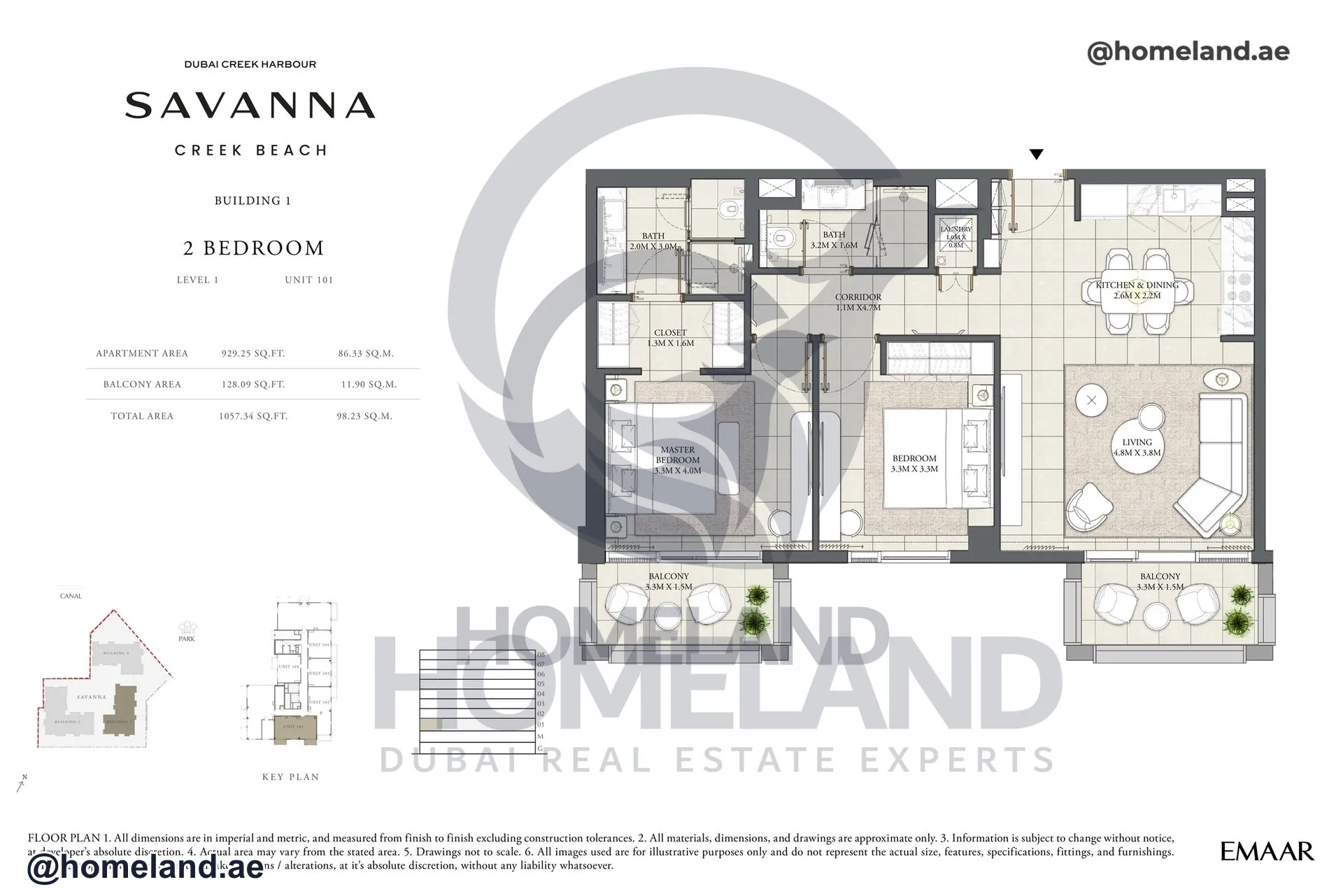 Savanna, Building 1, 2 BR, Level 1, Unit 101, 1057 SQFT