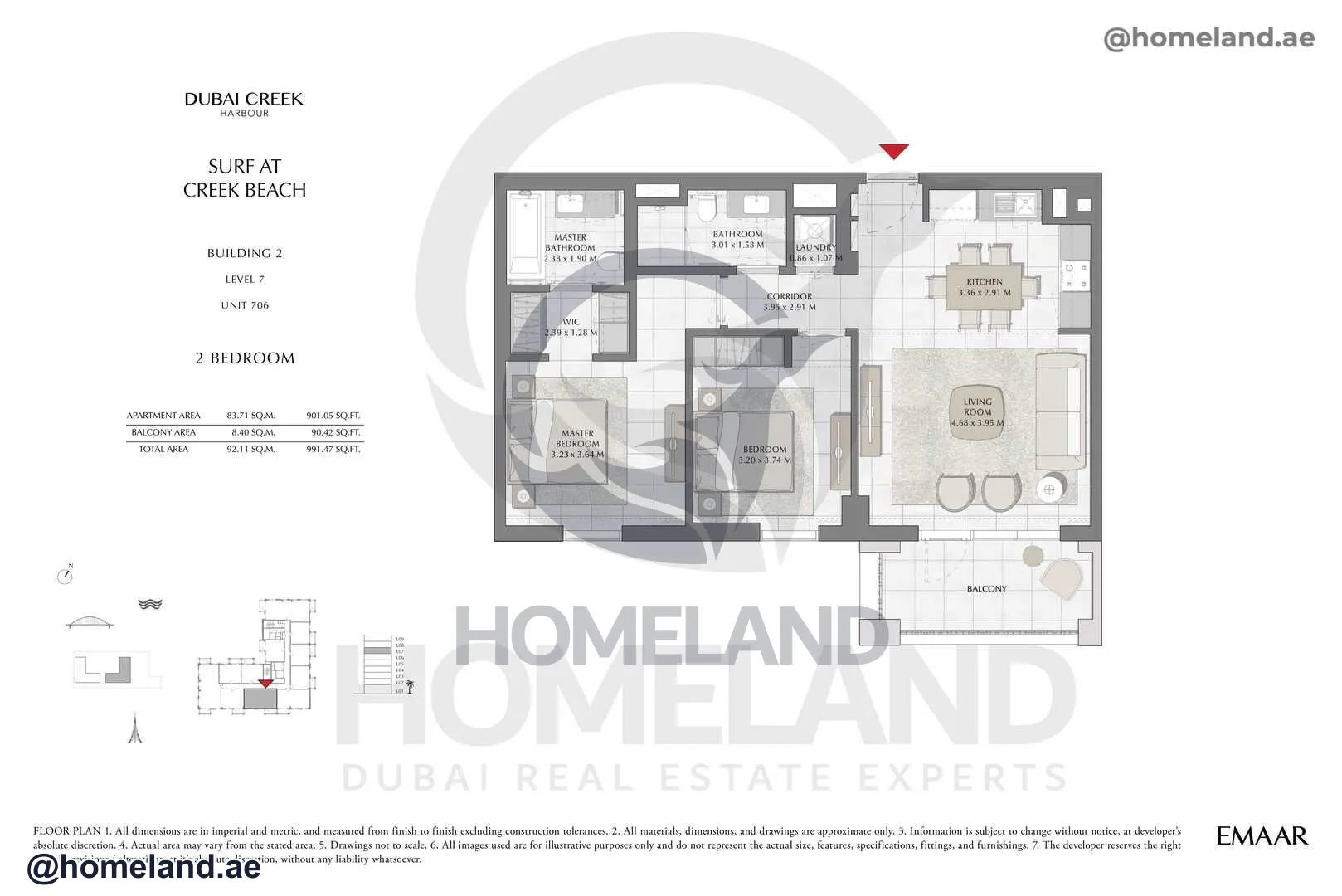 Surf, Building 2, Level 7, Unit 706, 2 BR, 991 SQFT