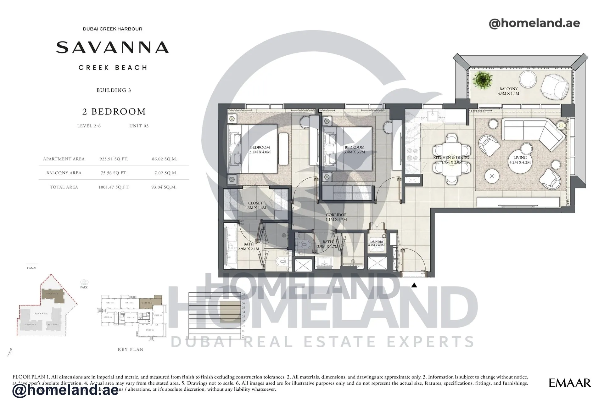 Savanna, Building 3, 2 BR, Level 2-6, Unit 02, 1010 SQFT