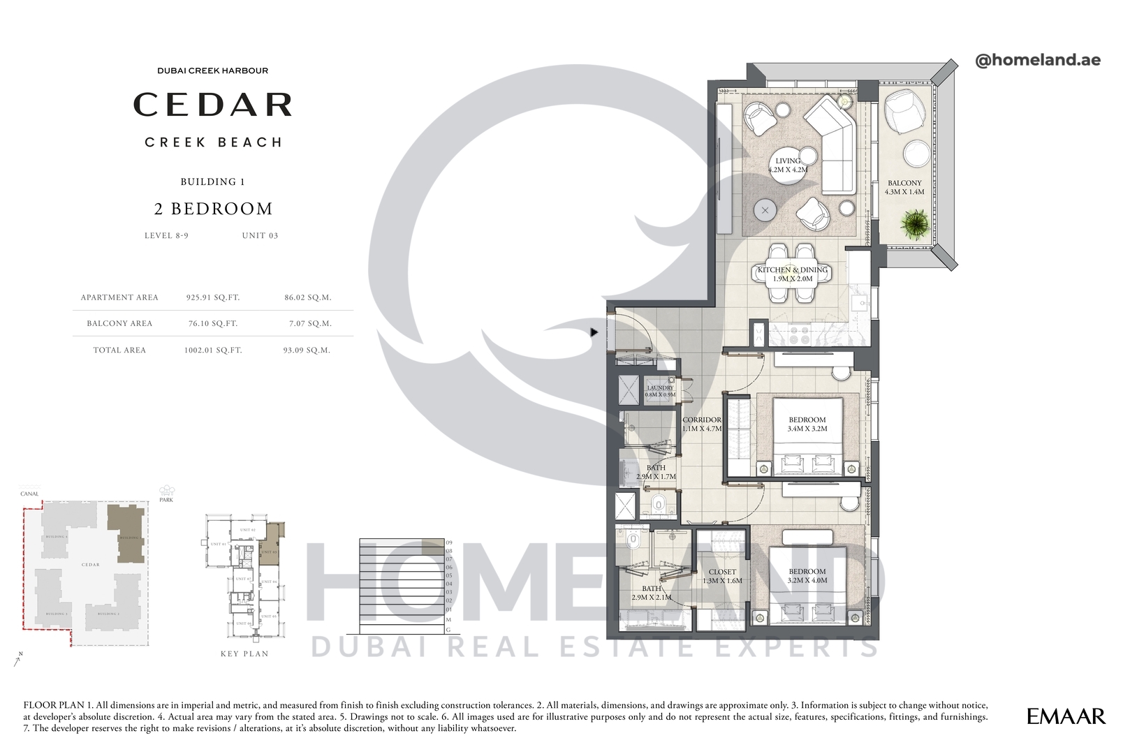 Cedar, Building 1, 2 BR, Level 8-9, Unit 03, 1002 SQFT