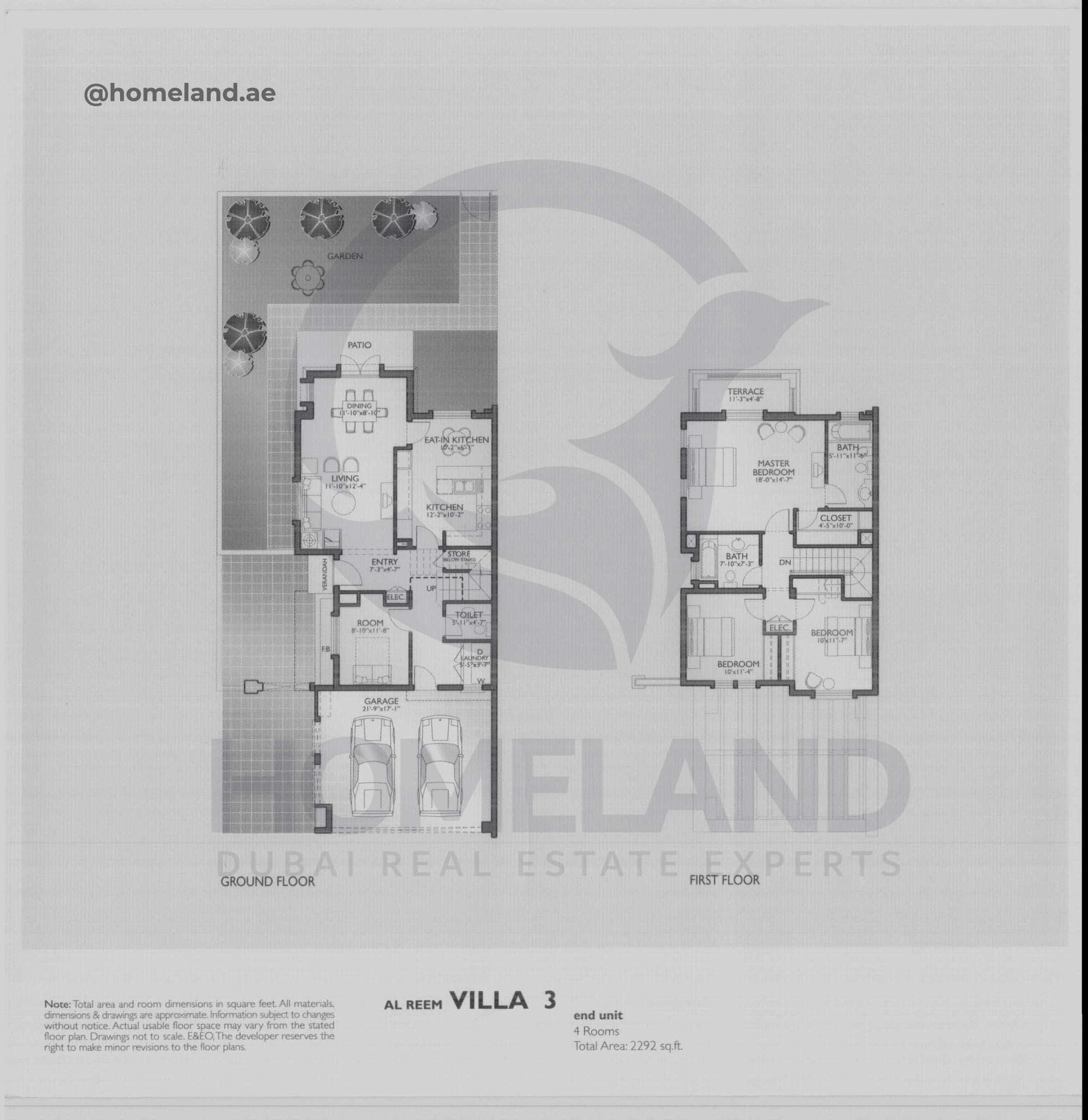 Al Reem 1, Villa 3, End Unit, 4 BR, 2292 SQFT