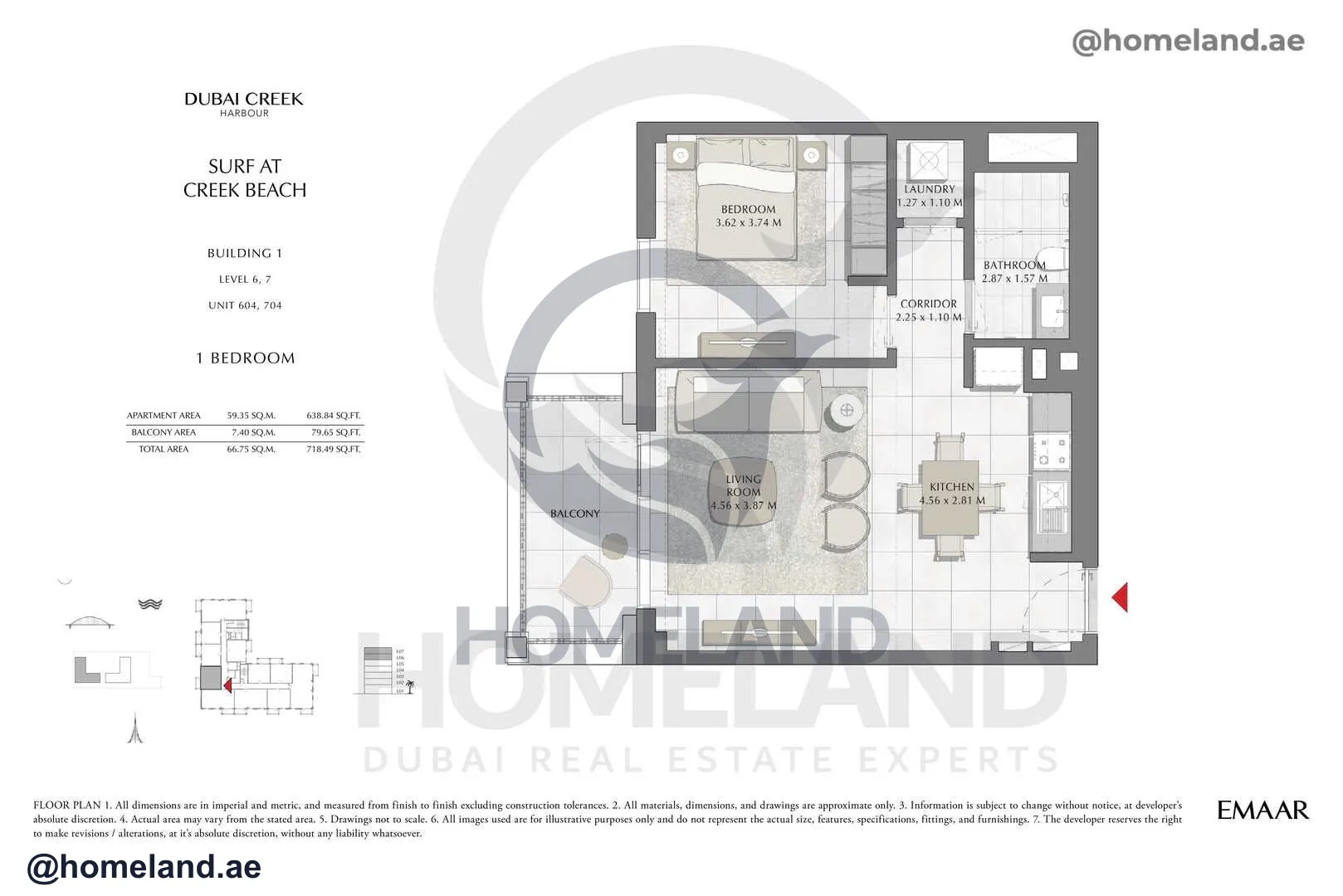 Surf, Building 1, Level 6-7, Unit 604-704, 1 BR, 718 SQFT
