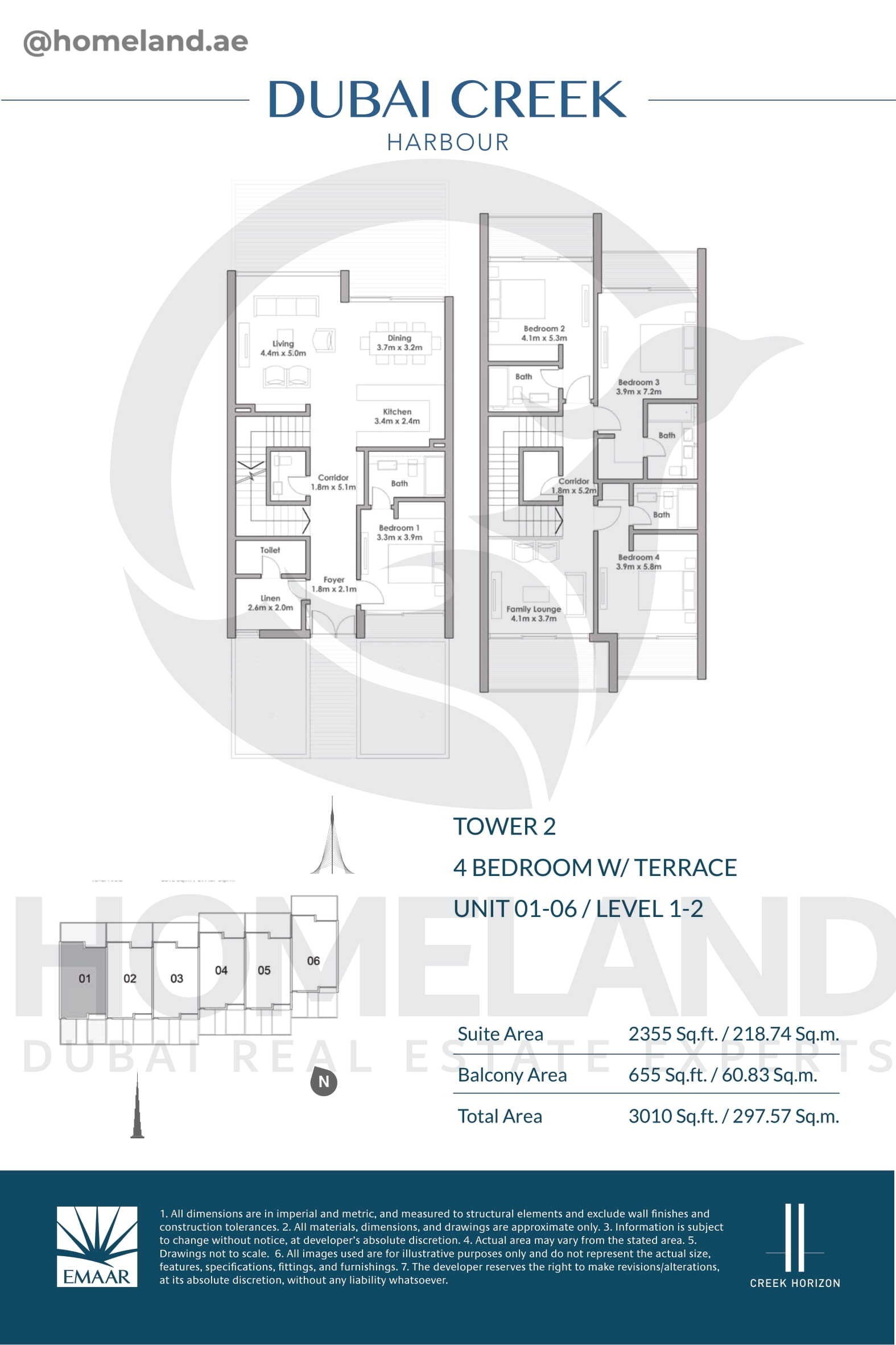 Creek Horizon, Tower 1, 4 BR Terrace, Unit 01-06, Level 1-2, 3010 SQFT