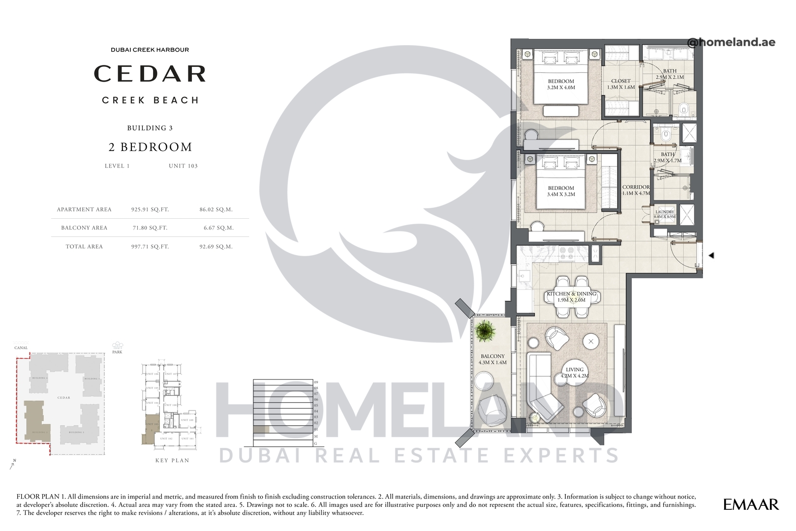 Cedar, Building 3, 2 BR, Level 1, Unit 103, 997 SQFT