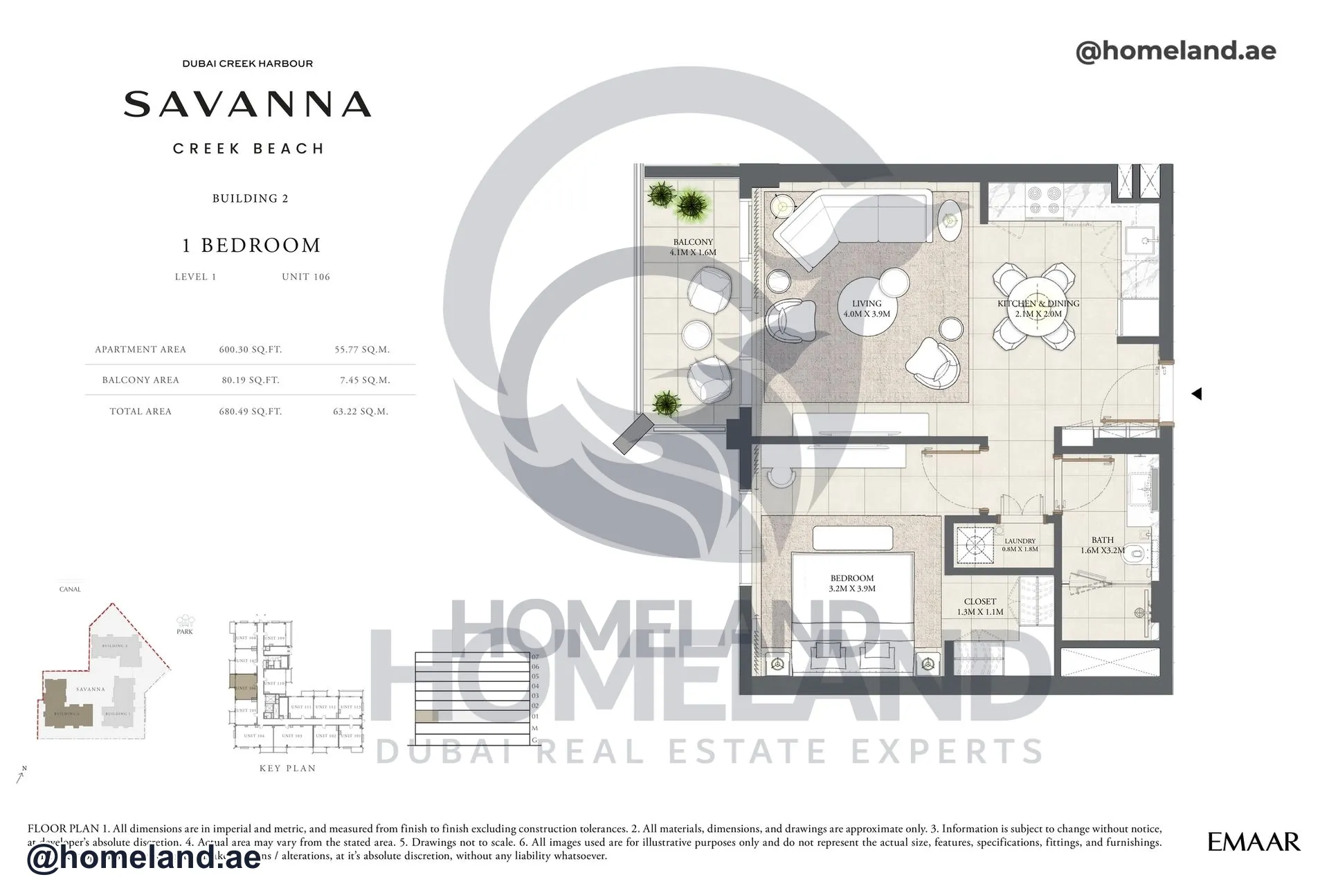 Savanna, Building 2, 1 BR, Level 1, Unit 106, 680 SQFT
