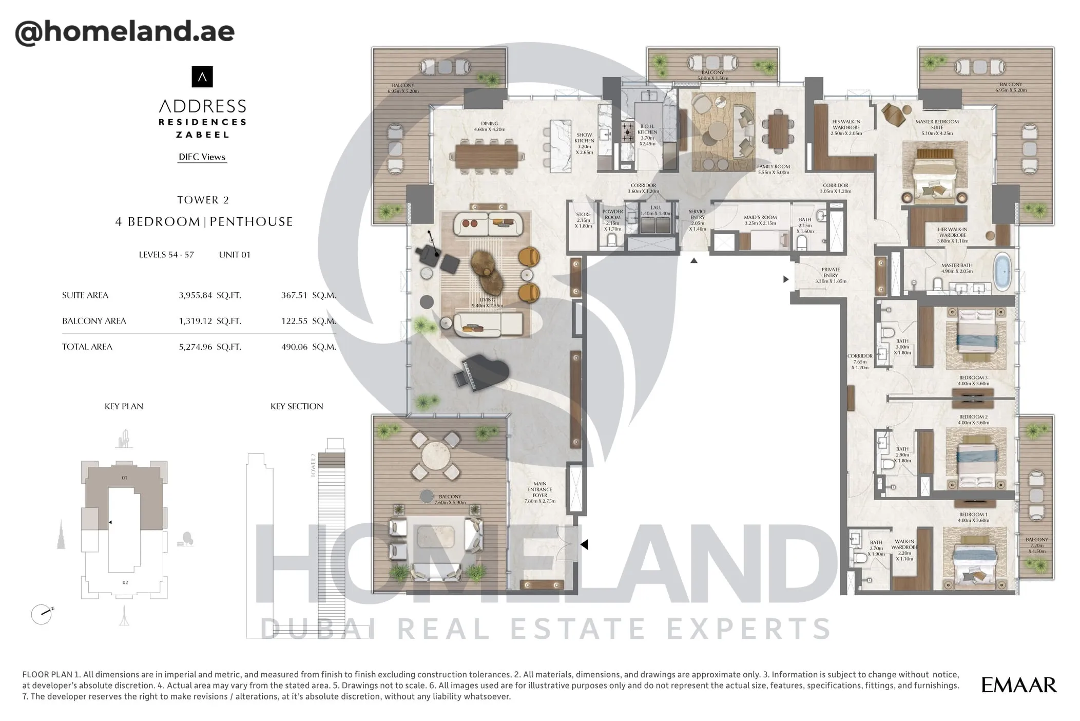 Address Residences Zabeel, Tower 2, 4BR Penthouse, Level 54-57, Unit 01, 5274 SQFT