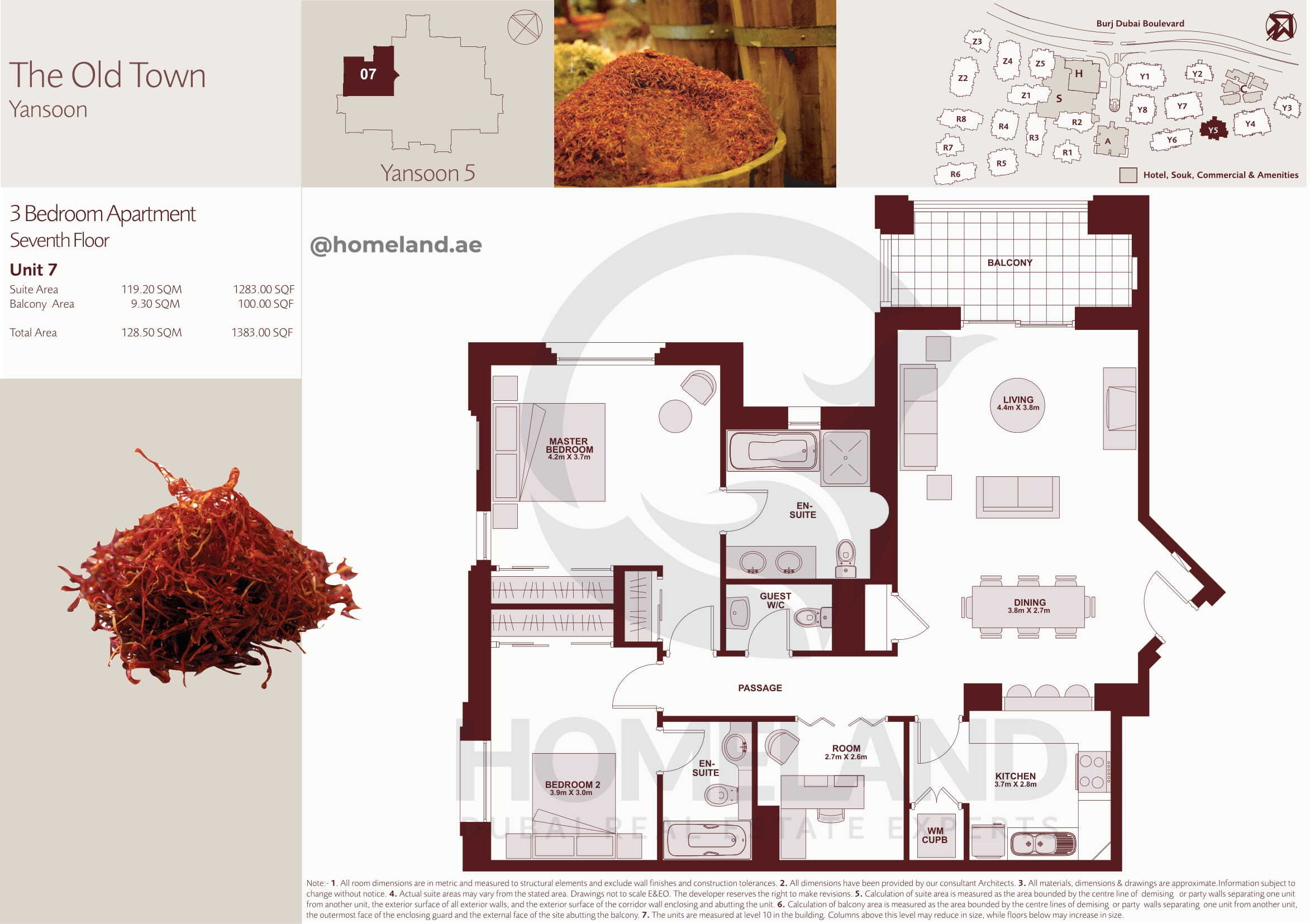 The Old Town Yansoon 5, Seventh Floor, 3 BR, Unit 7, 1383 SQFT