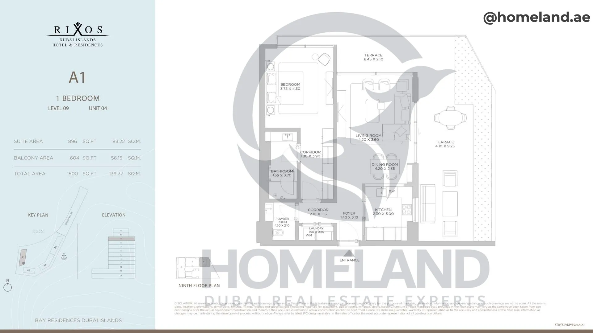 Rixos, A1, 1 BR, Level 9, Unit 04, 1500 SQFT