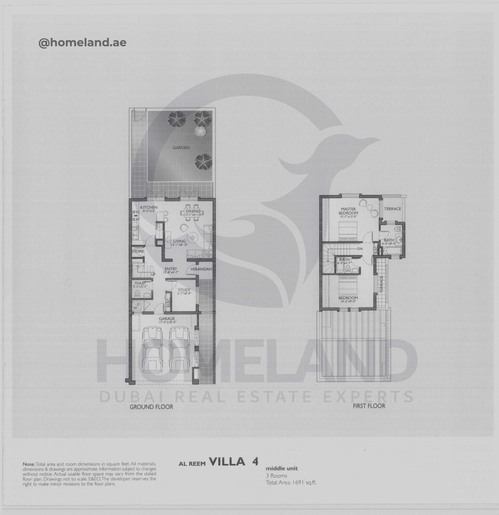 Al Reem 1, Villa 4, Middle Unit, 3 BR, 1691 SQFT