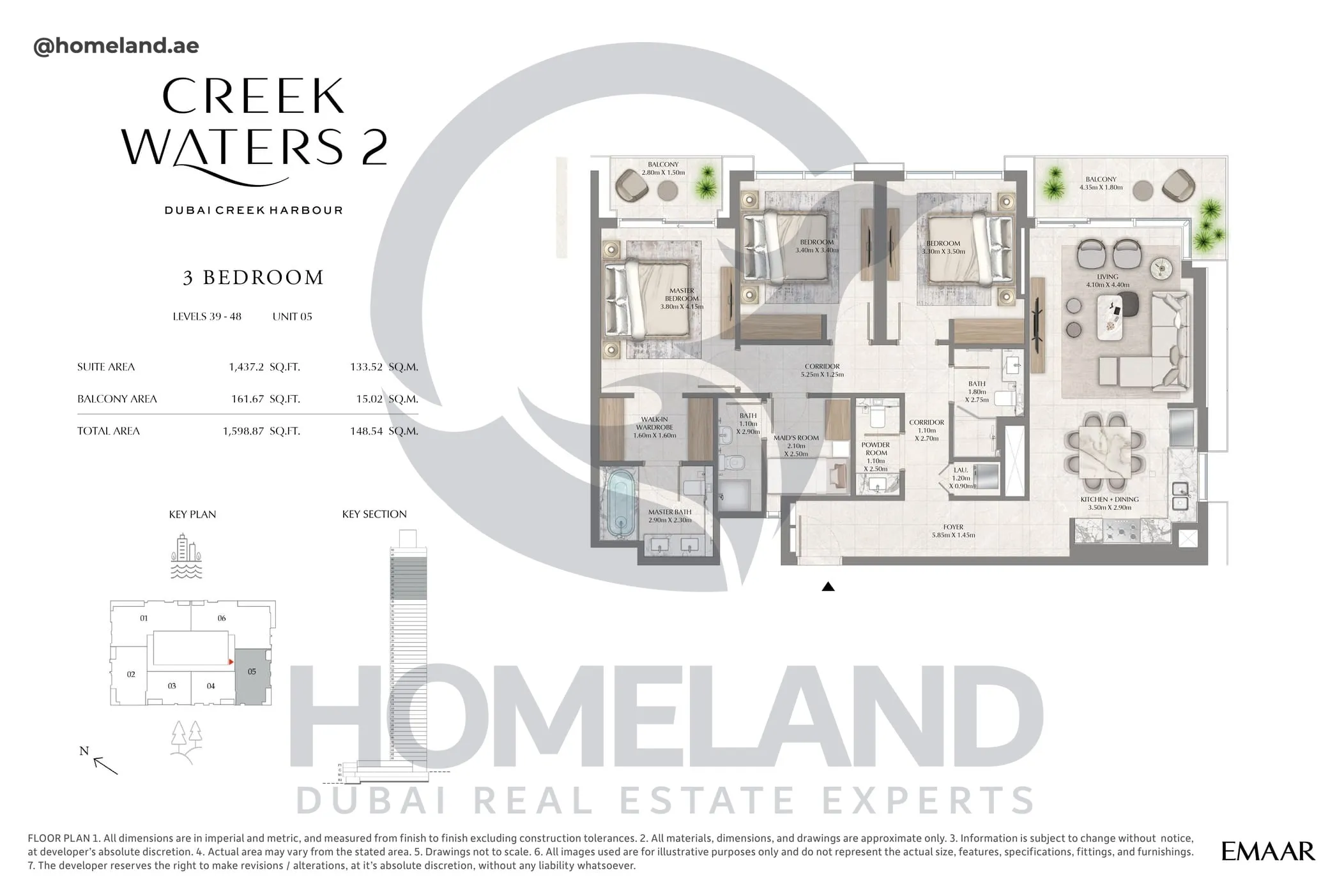 Creek Waters 2, 3BR, Levels 39-48, Unit 05, 1598 SQFT