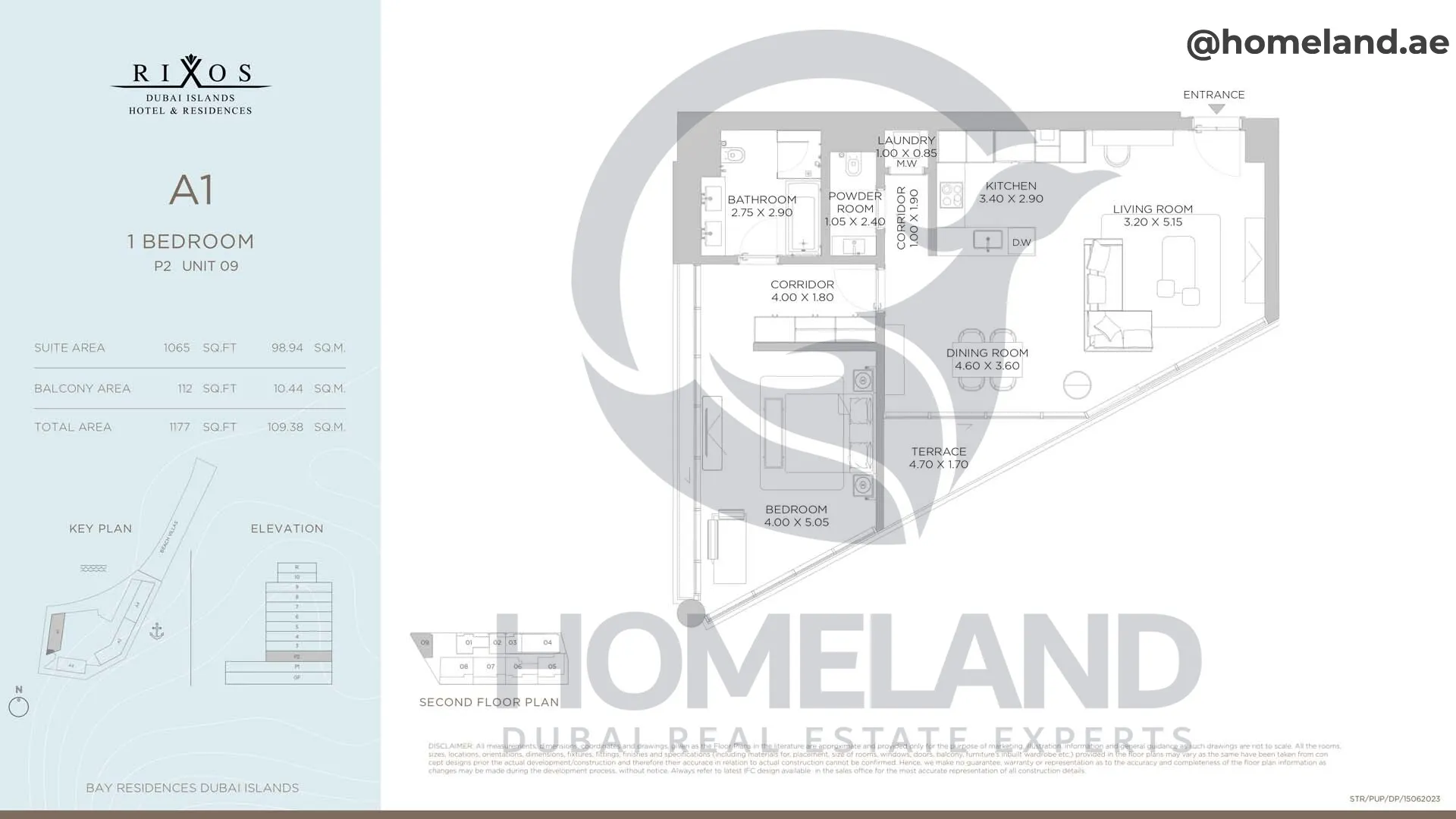 Rixos, A1, 1 BR, P2, Unit 09, 1177 SQFT