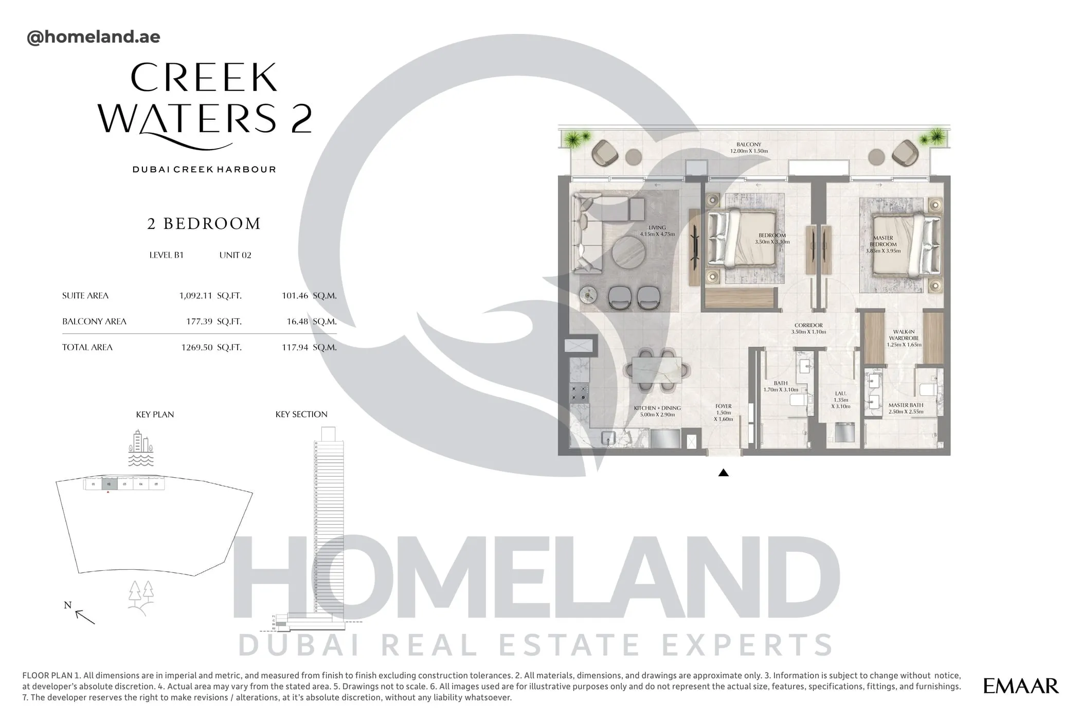 Creek Waters 2, 2BR, Levels B1, Unit 02, 1269 SQFT