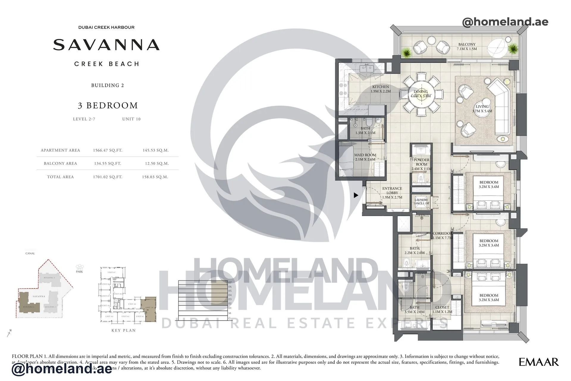 Savanna, Building 2, 3 BR, Level 2-7, Unit 10, 1701 SQFT