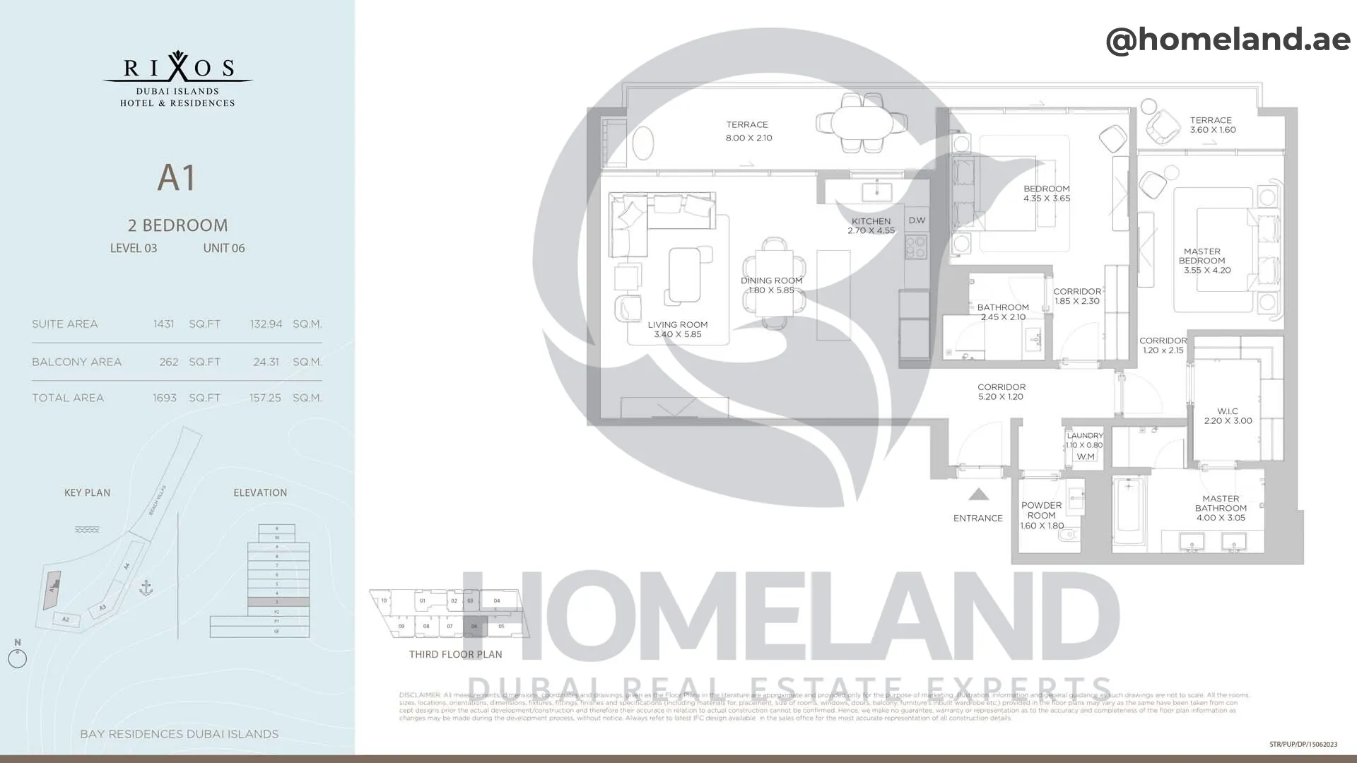 Rixos, A1, 2 BR, Level 3, Unit 06, 1693 SQFT