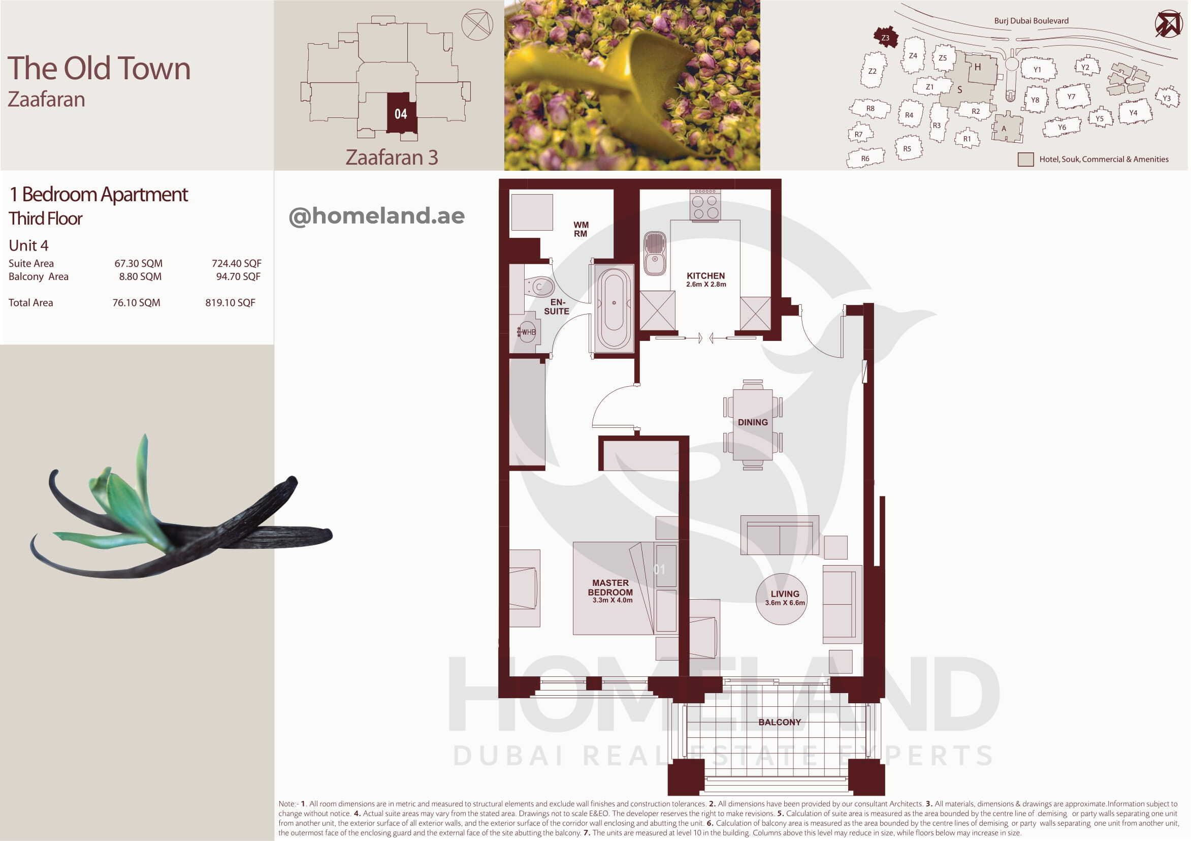 The Old Town Zaafaran 3, Third Floor, 1 BR, Unit 4, 819 SQFT