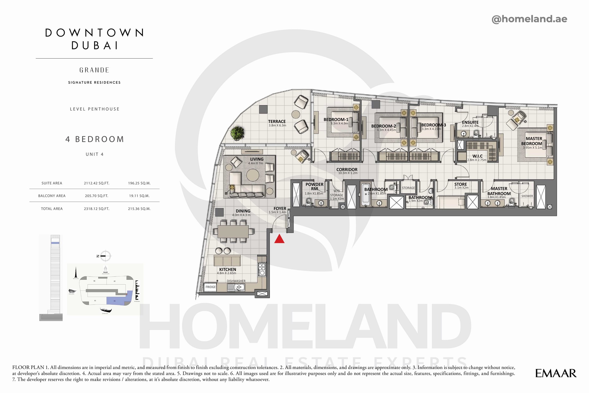 Grande, 4 BR, Unit 04, Level Penthouse, 2318 SQFT