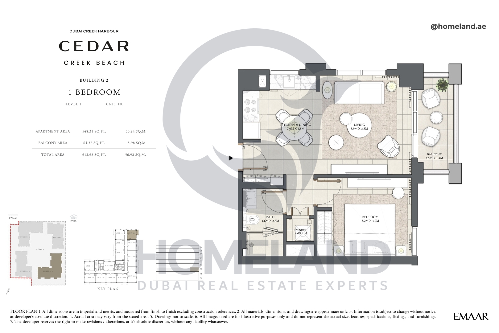 Cedar, Building 2, 1 BR, Level 1, Unit 101, 612 SQFT