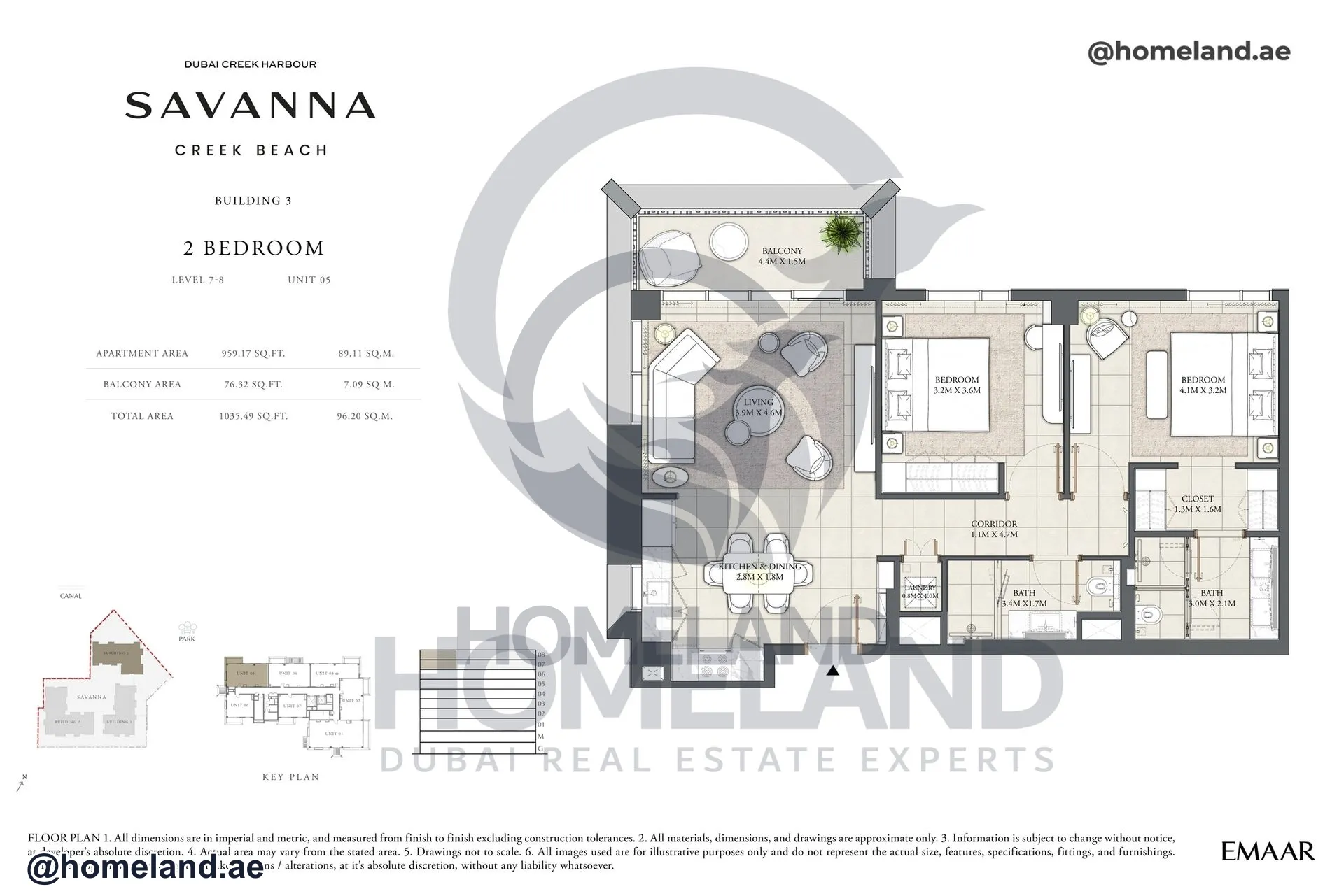 Savanna, Building 3, 2 BR, Level 7-8, Unit 04, 1011 SQFT