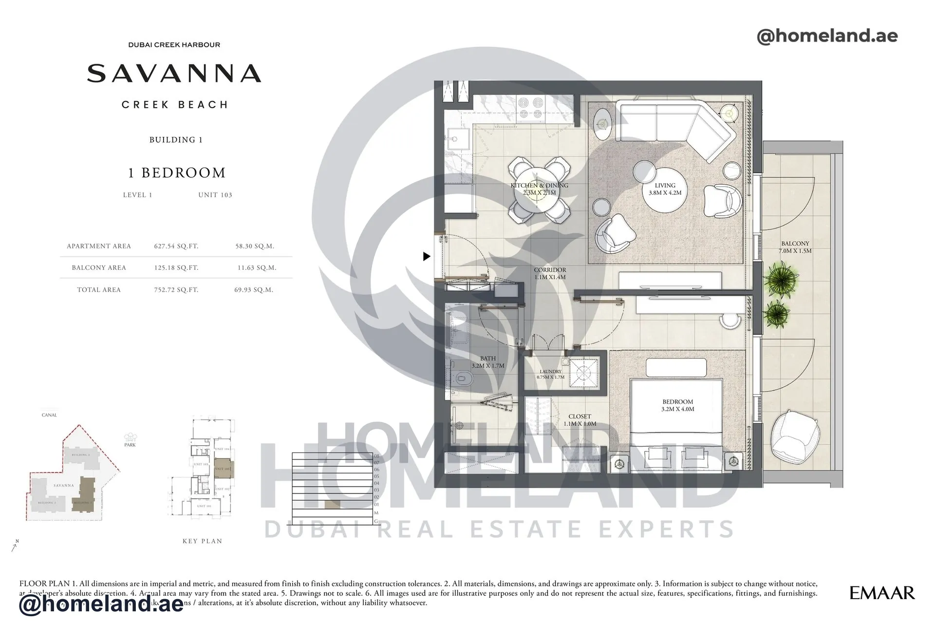 Savanna, Building 1, 1 BR, Level 1, Unit 103, 752 SQFT