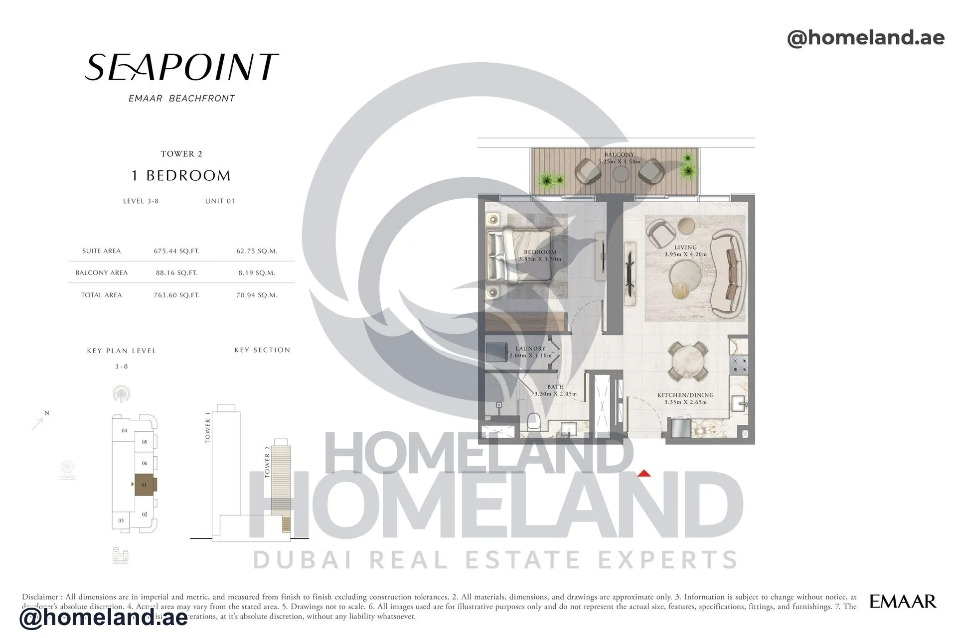 Seapoint Tower 2, 1 BR, Level 3-8, Unit 01, 768 SQFT
