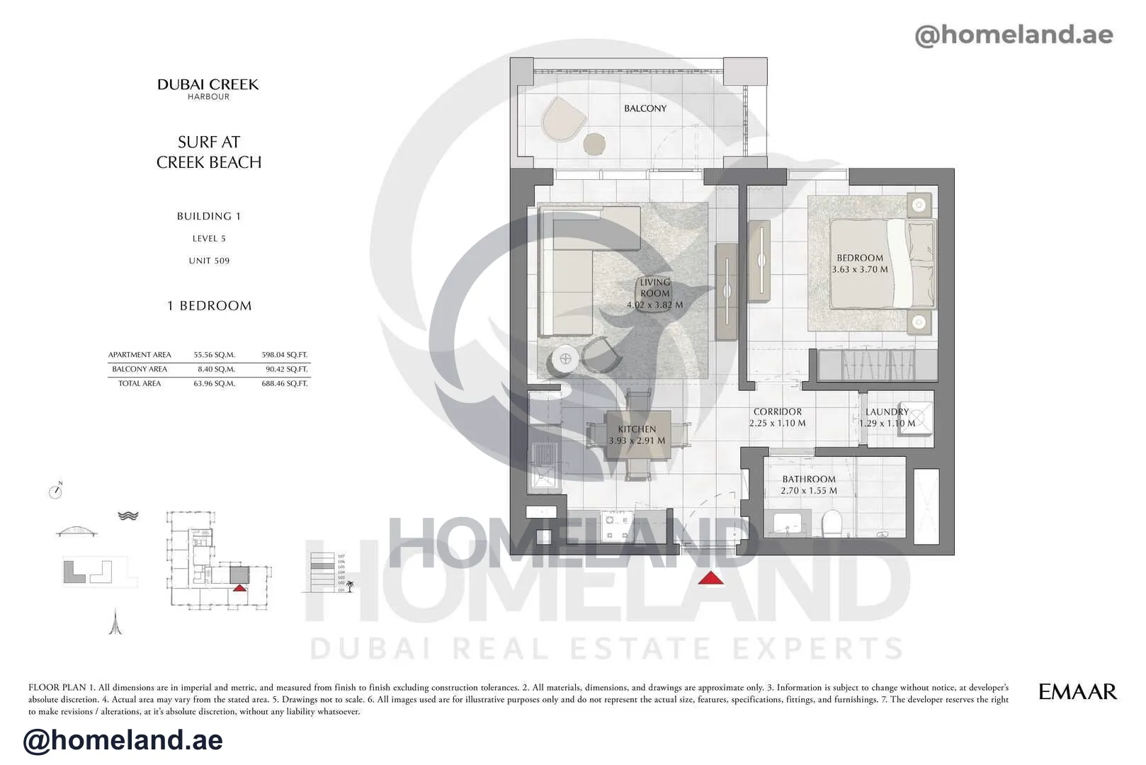 Surf, Building 1, Level 5, Unit 509, 1 BR, 688 SQFT