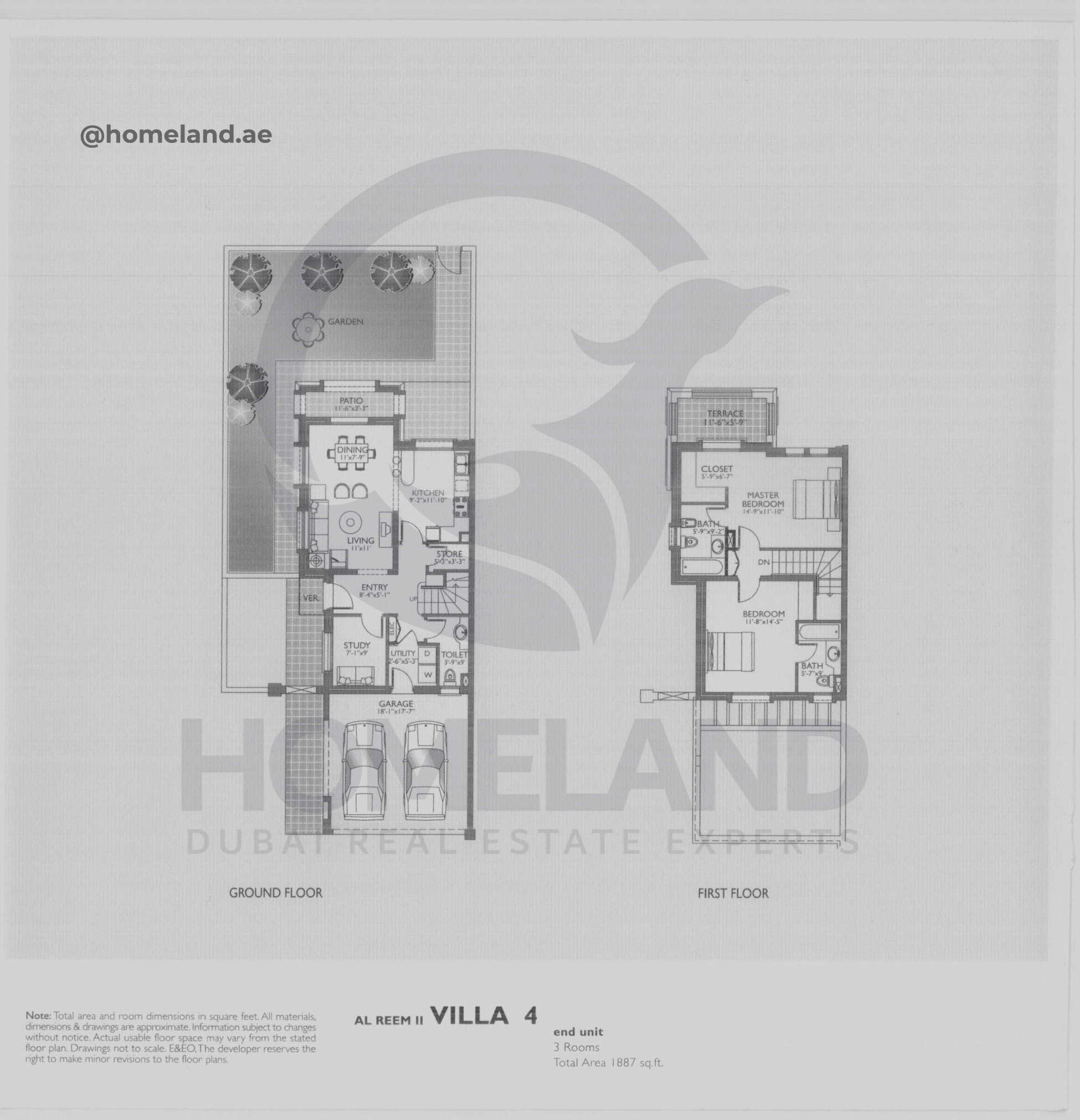 Al Reem 2, Villa 4, End Unit, 3 BR, 1887 SQFT