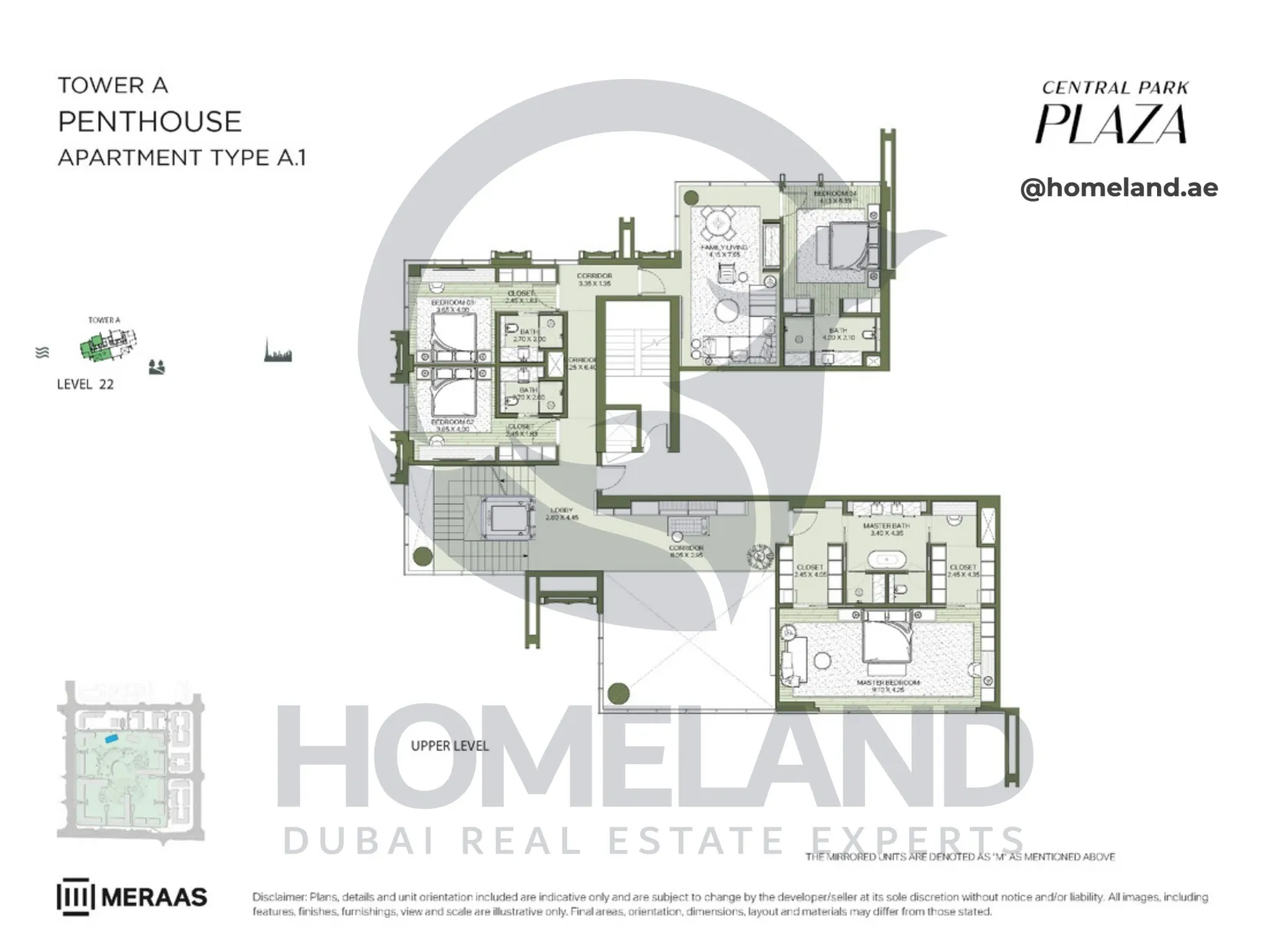 Central Park Plaza, Tower A, Penthouse, Type A.1, Level 22