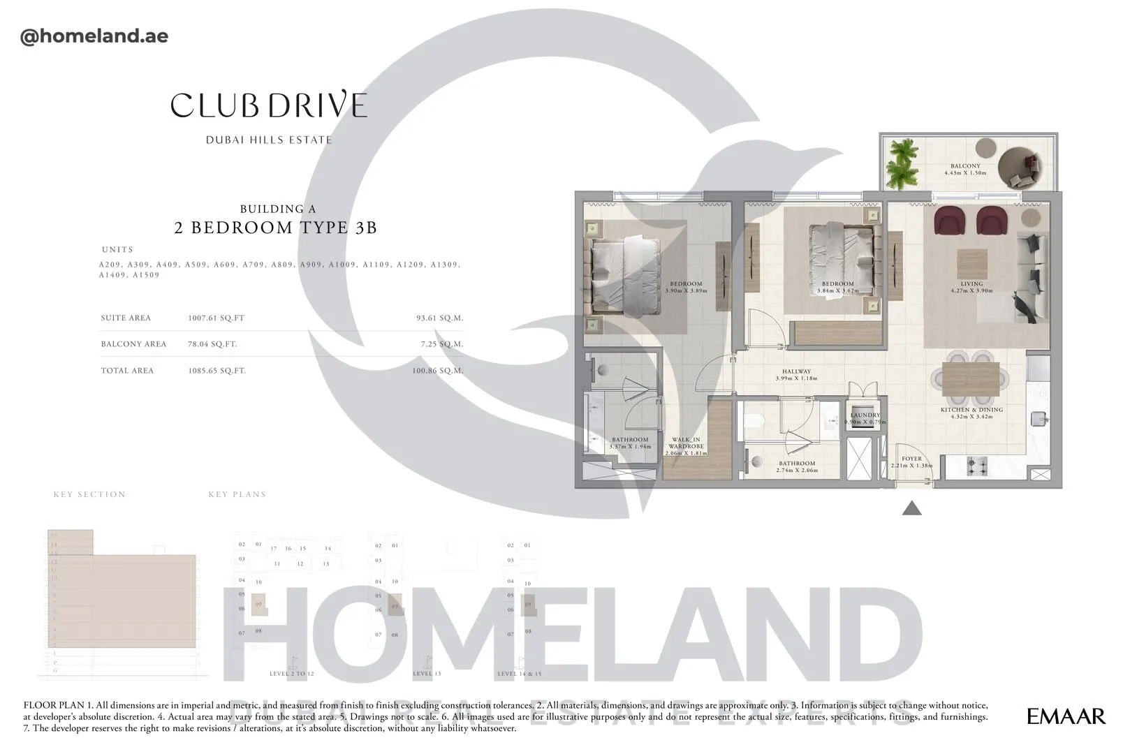 Club Drive, Buidling A, 2 BR, Type 3B, 1085 SQFT